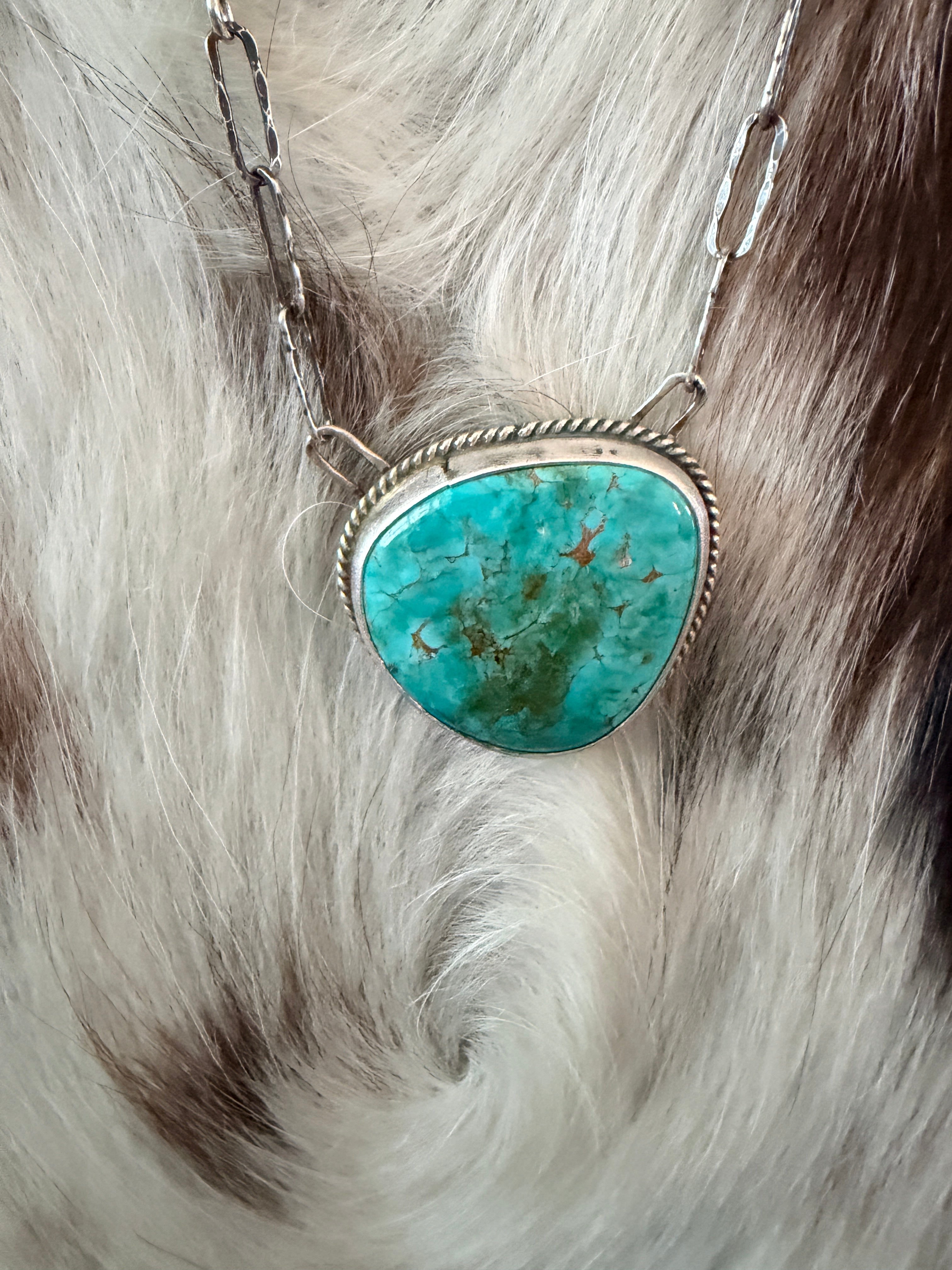 Handmade Sterling Silver & Tyrone Turquoise Necklace
