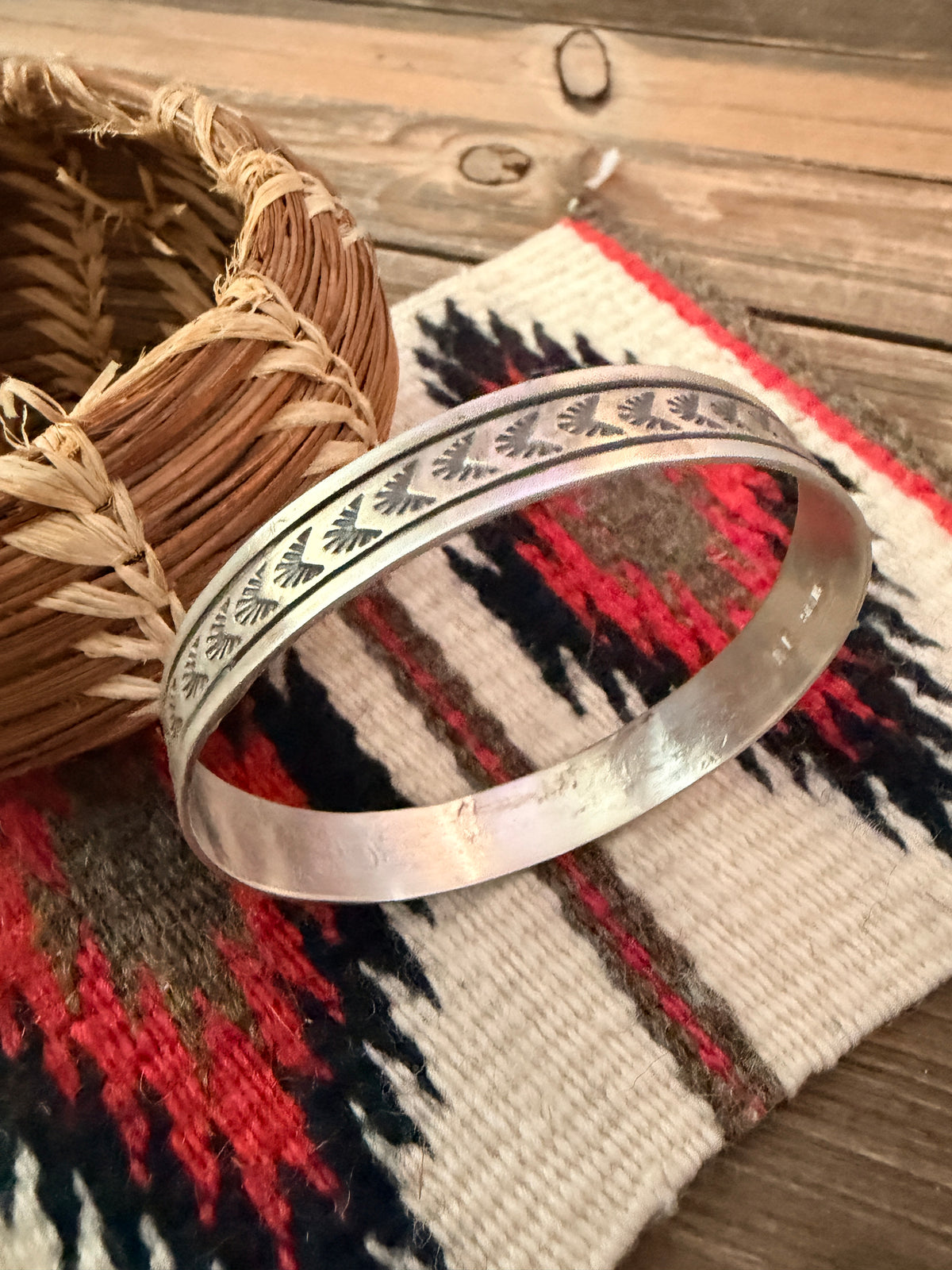 Handcrafted Sterling Silver Stamped Bangle Bracelet