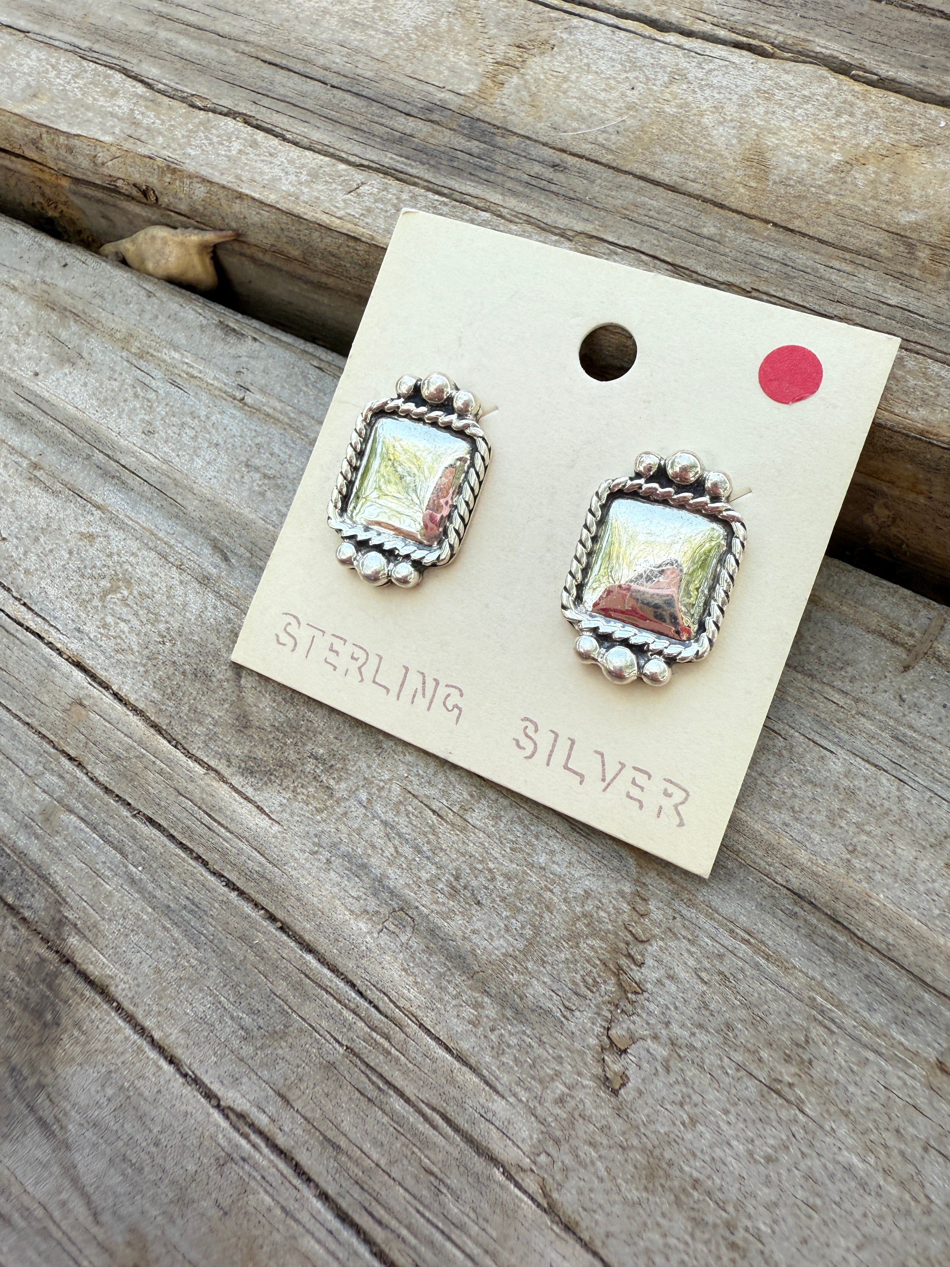 Handmade Sterling Silver Square Clip On Earrings