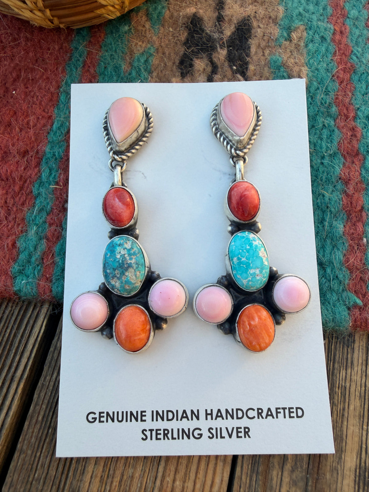 Handcrafted Multi Stone & Sterling Silver Dangle Earrings