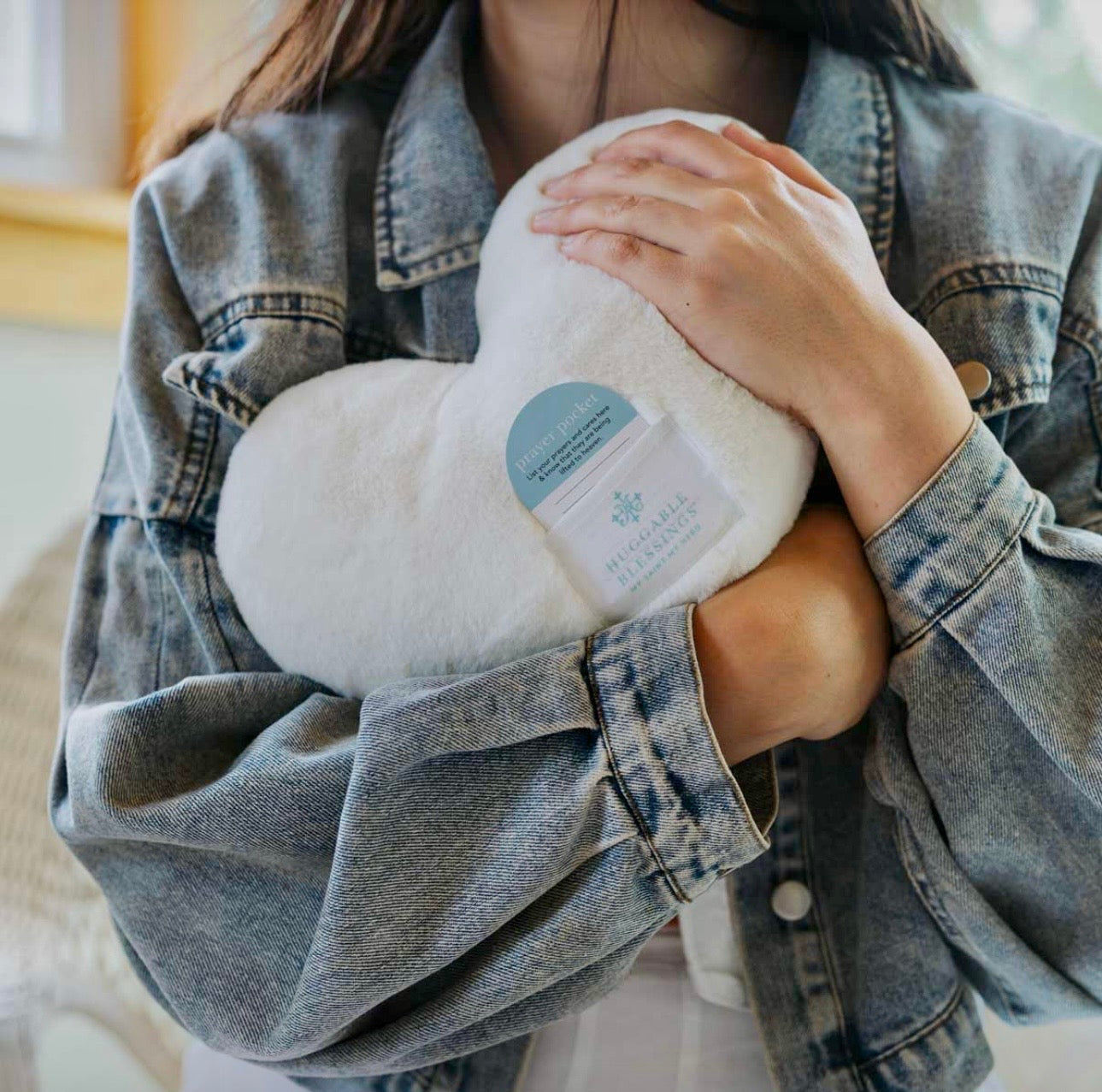 Huggable Heart Prayer Pillow (White)
