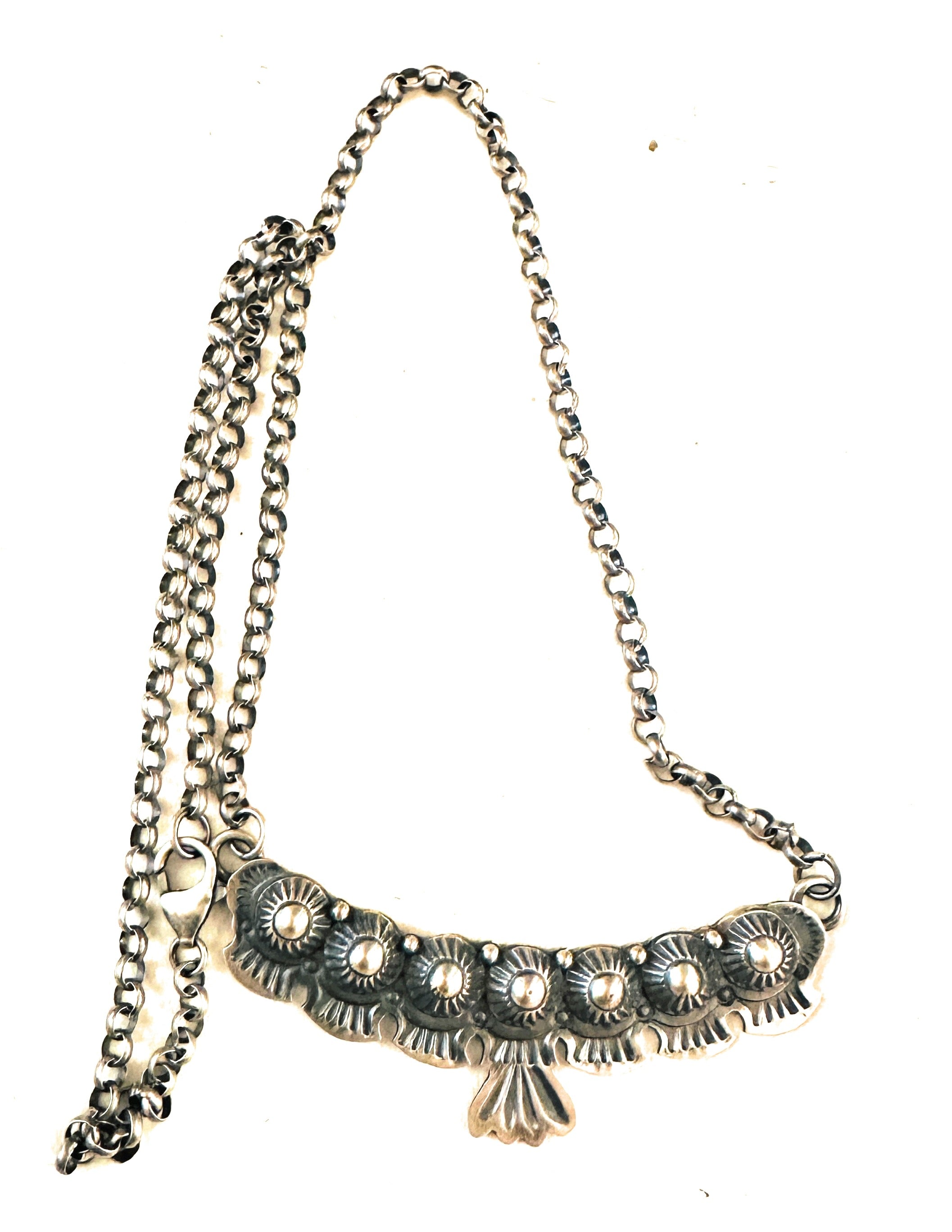 Navajo Sterling Silver Studded Necklace by Emer Thompson