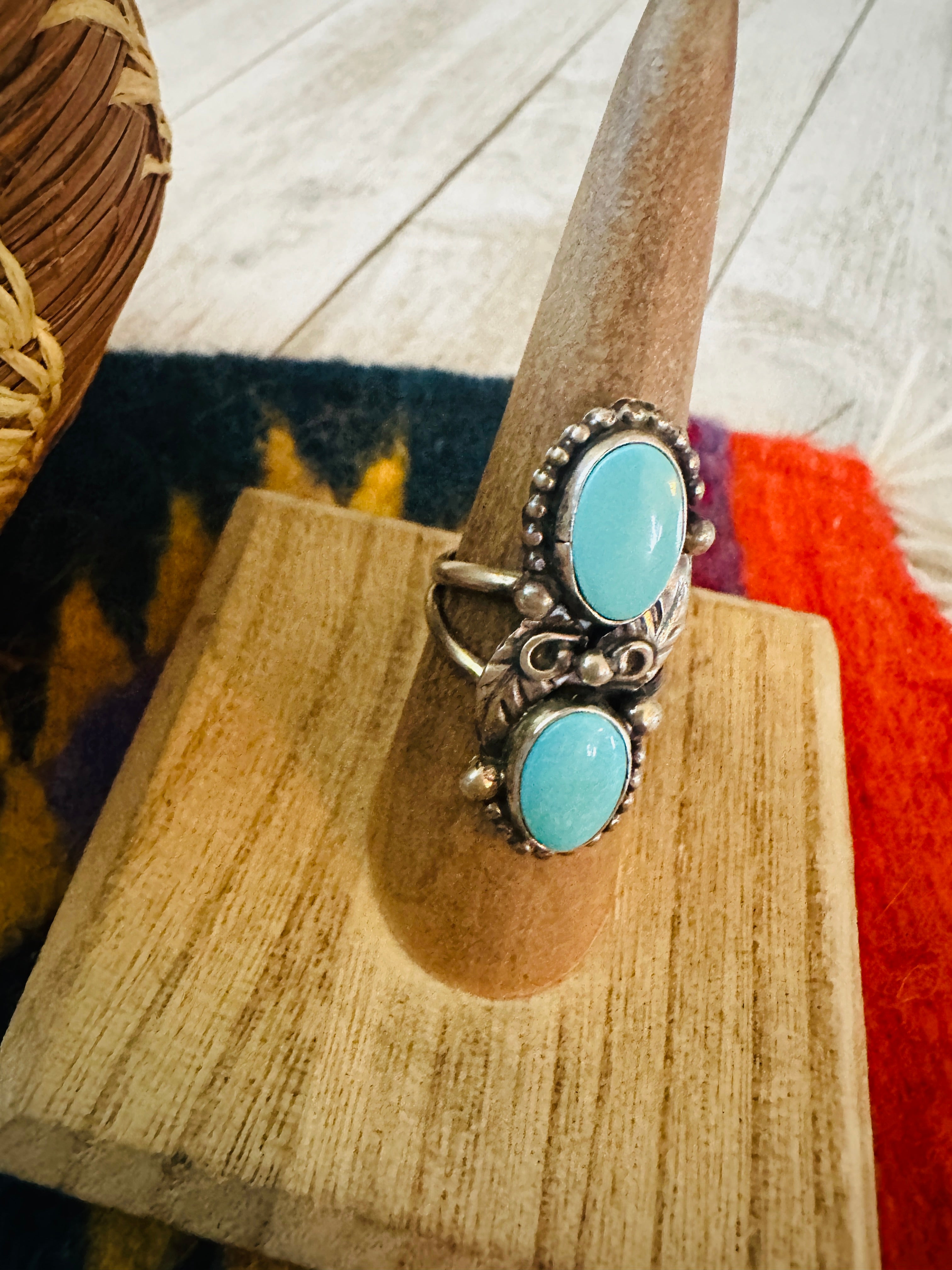 Navajo Turquoise & Sterling Silver Ring Size 6