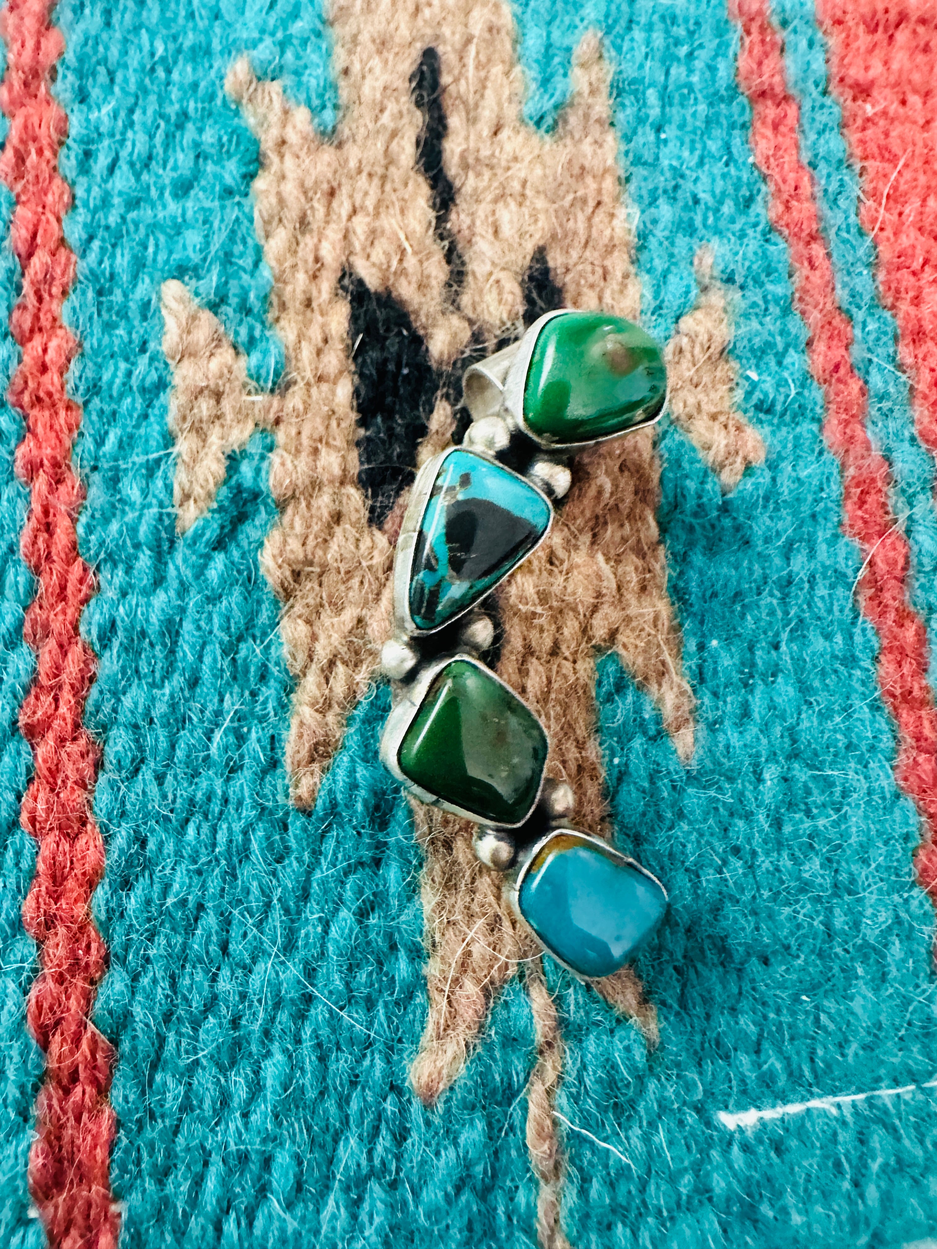 Navajo Sterling Silver & Turquoise Ear Cuff Signed