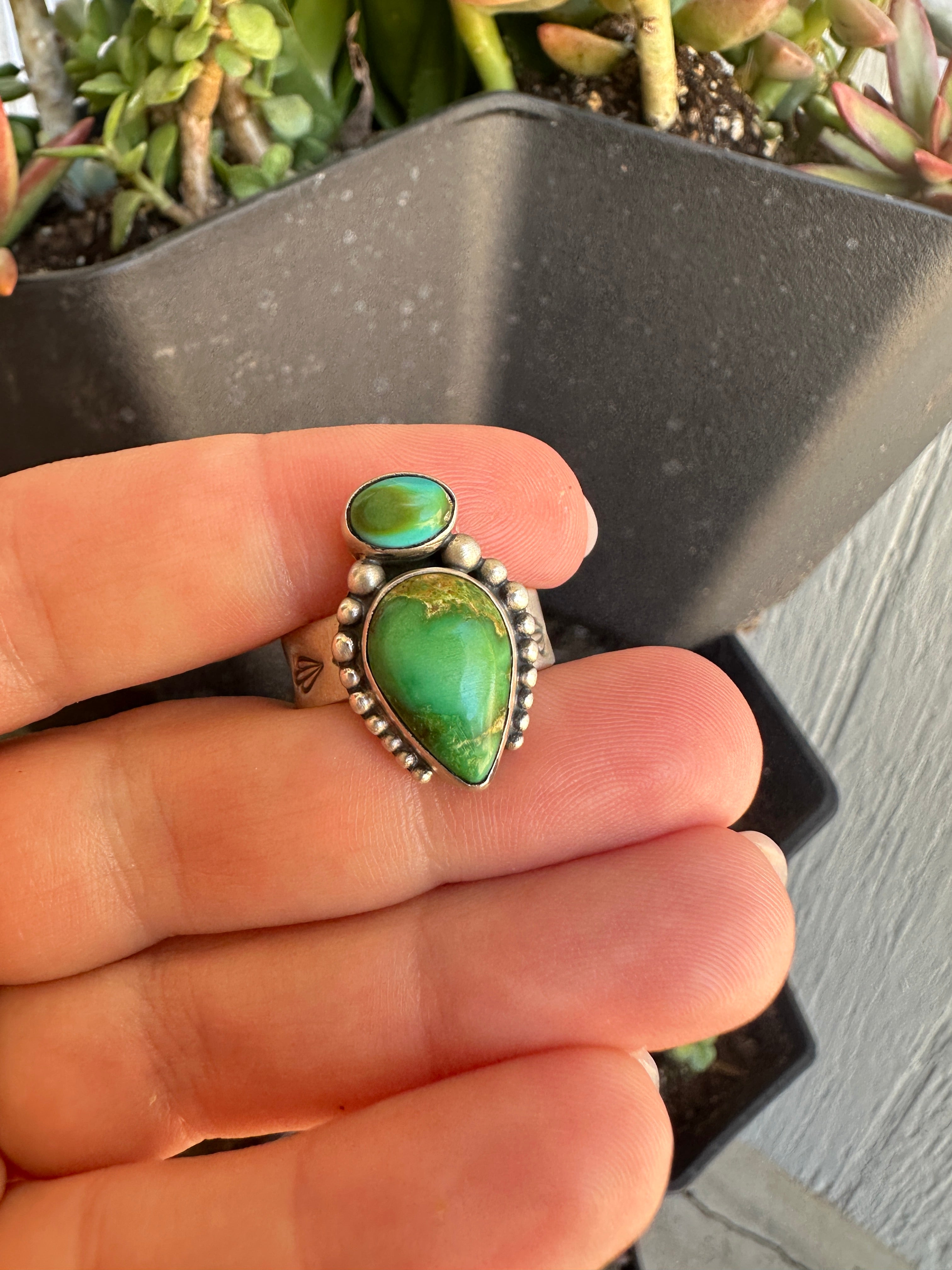 Handmade Sonoran Mountain Turquoise & Sterling Adjustable Ring