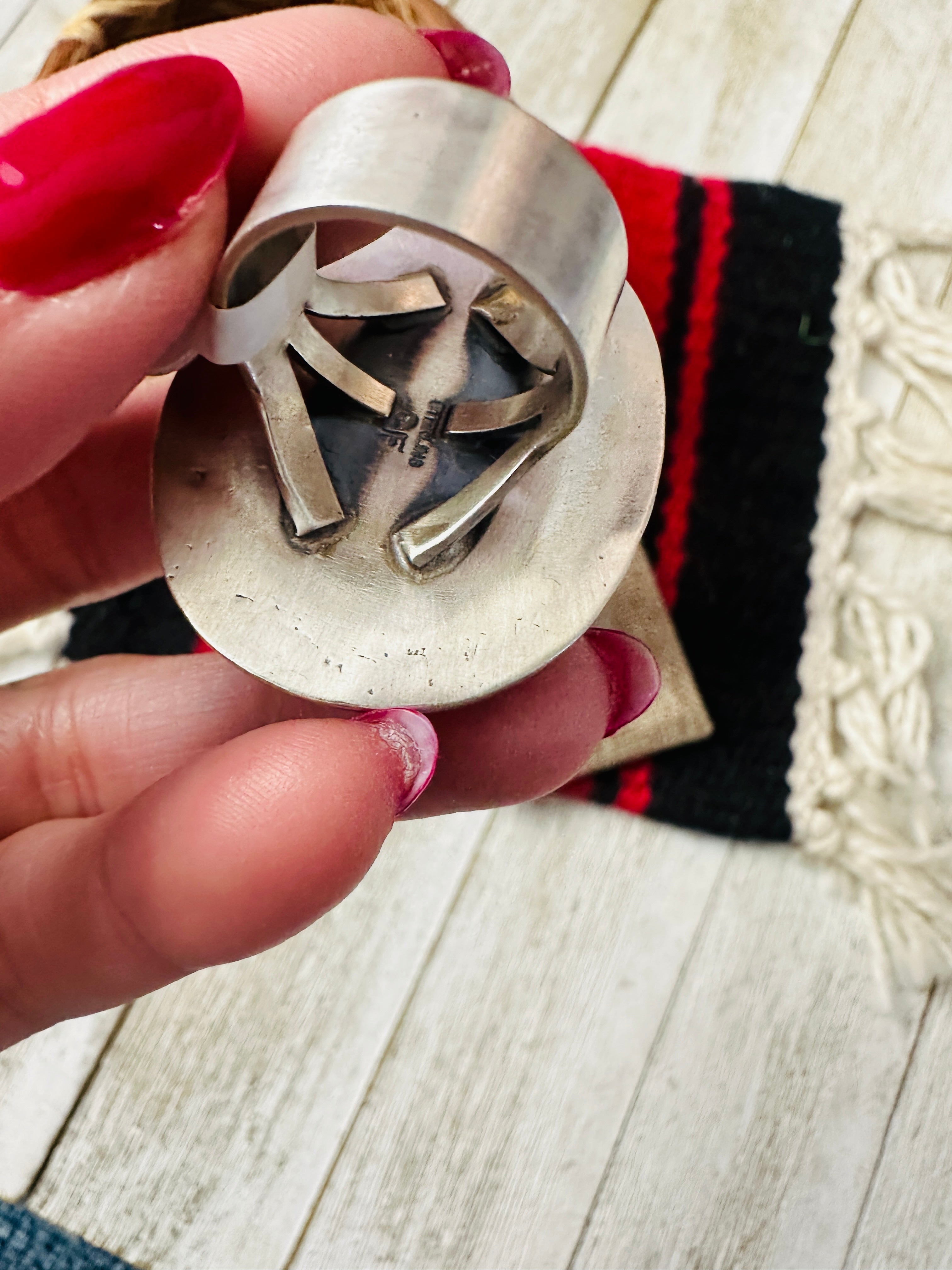 Handcrafted Number 8 Turquoise & Sterling Silver Ring Size 9