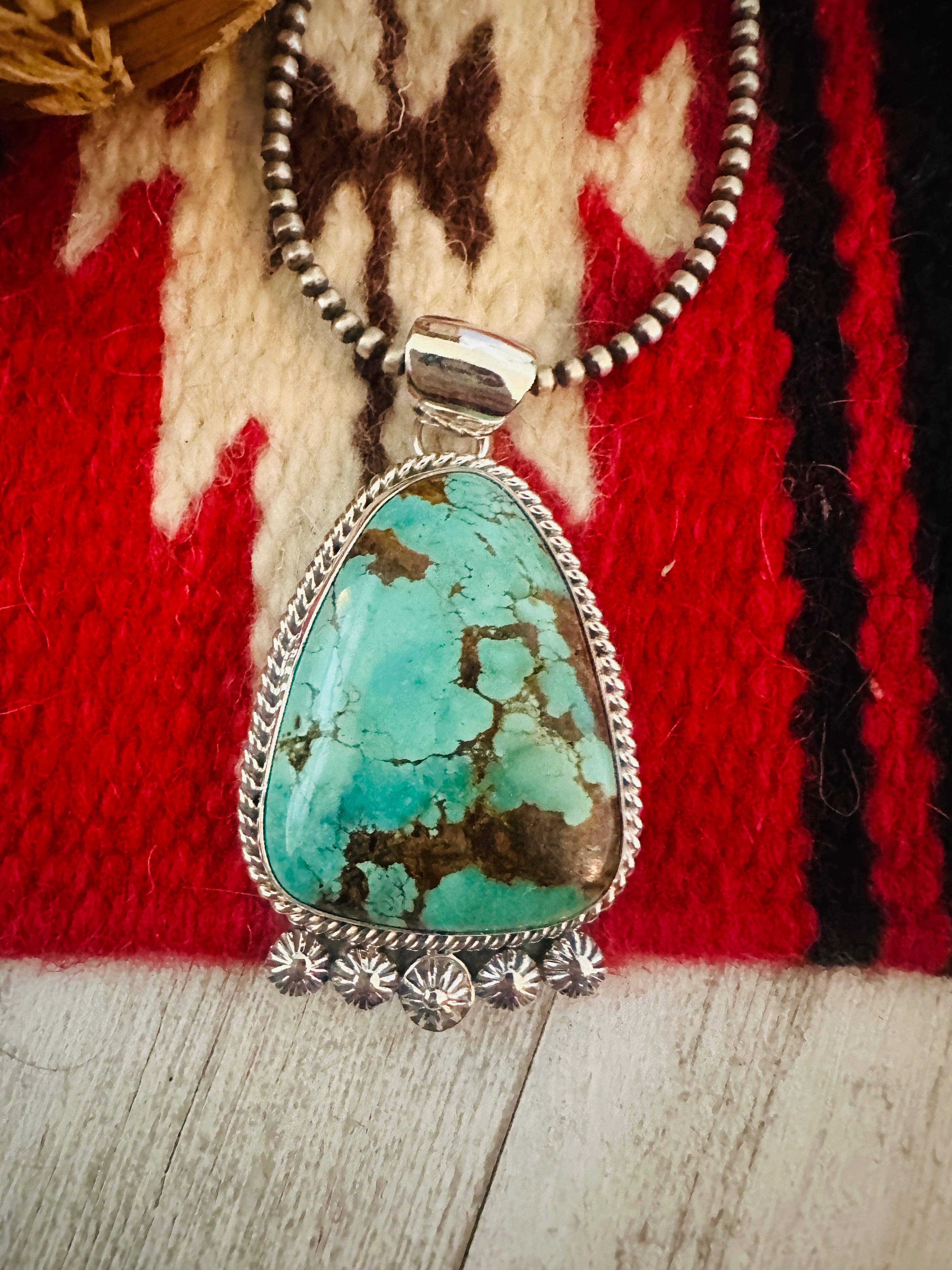 Navajo Number 8 Turquoise & Sterling Silver Pendant