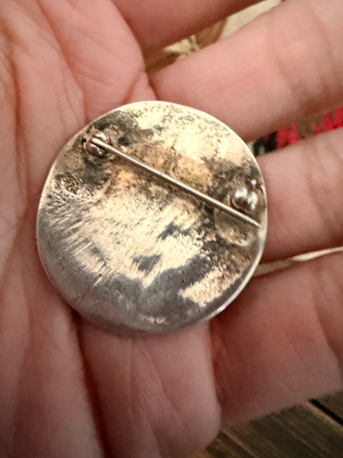 Old Pawn Handcrafted Sterling Silver Overlay Brooch