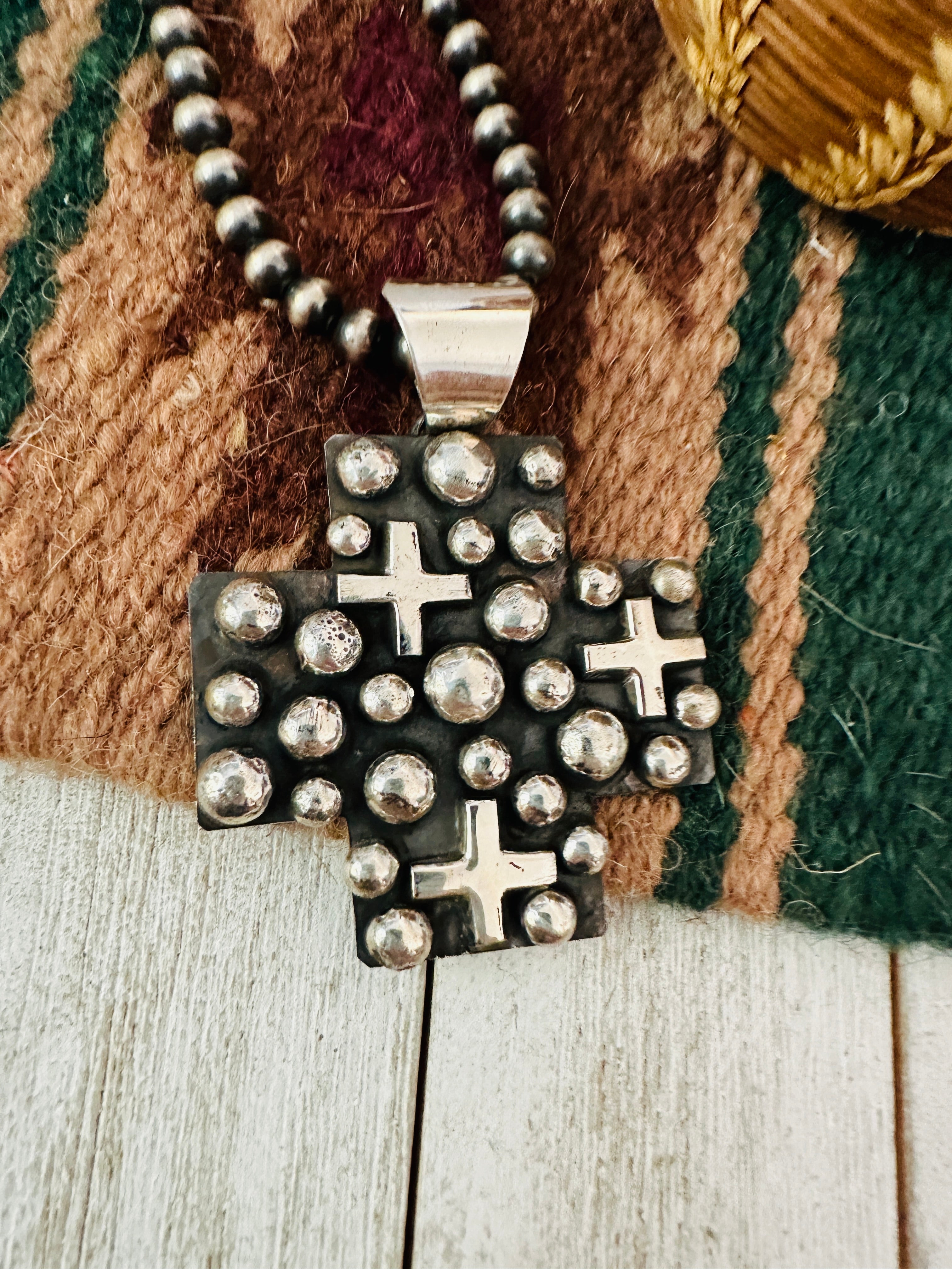 Navajo Sterling Silver Cross Pendant by Chimney Butte