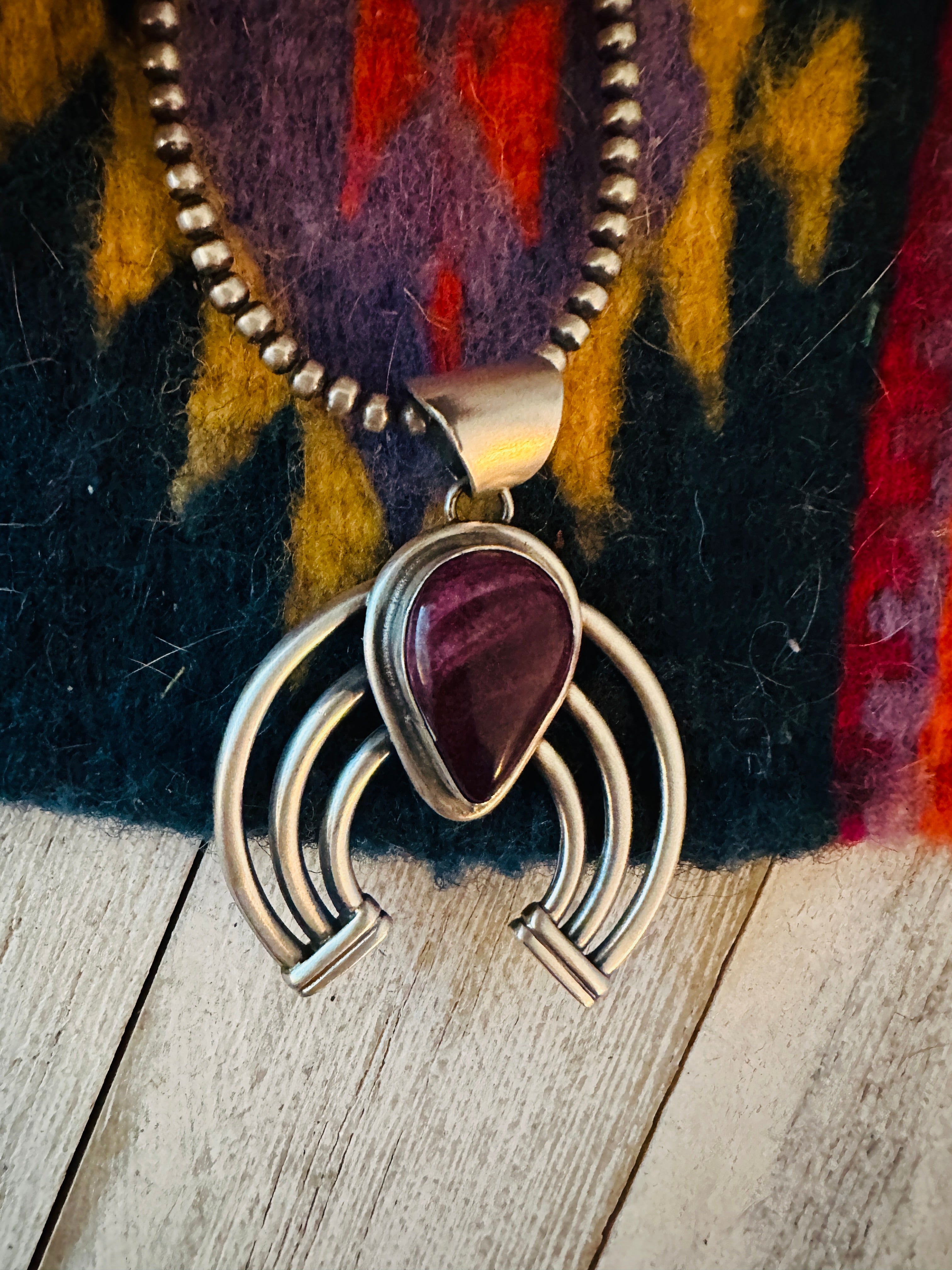 Good SS Navajo spiny oyster pendant