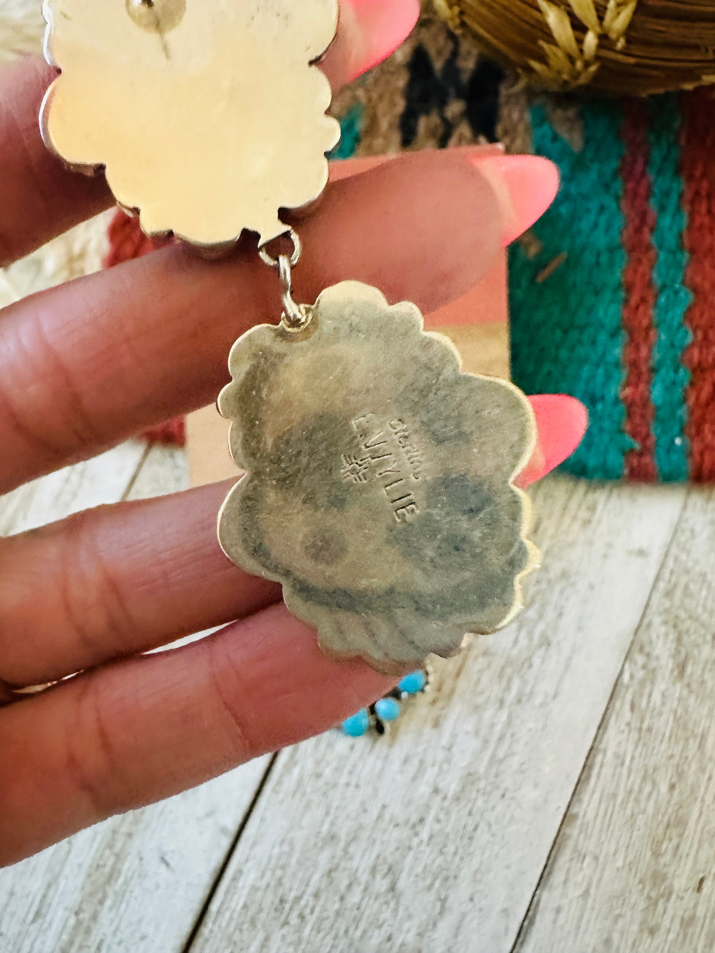 Handcrafted Sterling Silver & Sleeping Beauty Turquoise Cluster Dangle Earrings by Eula Wylie