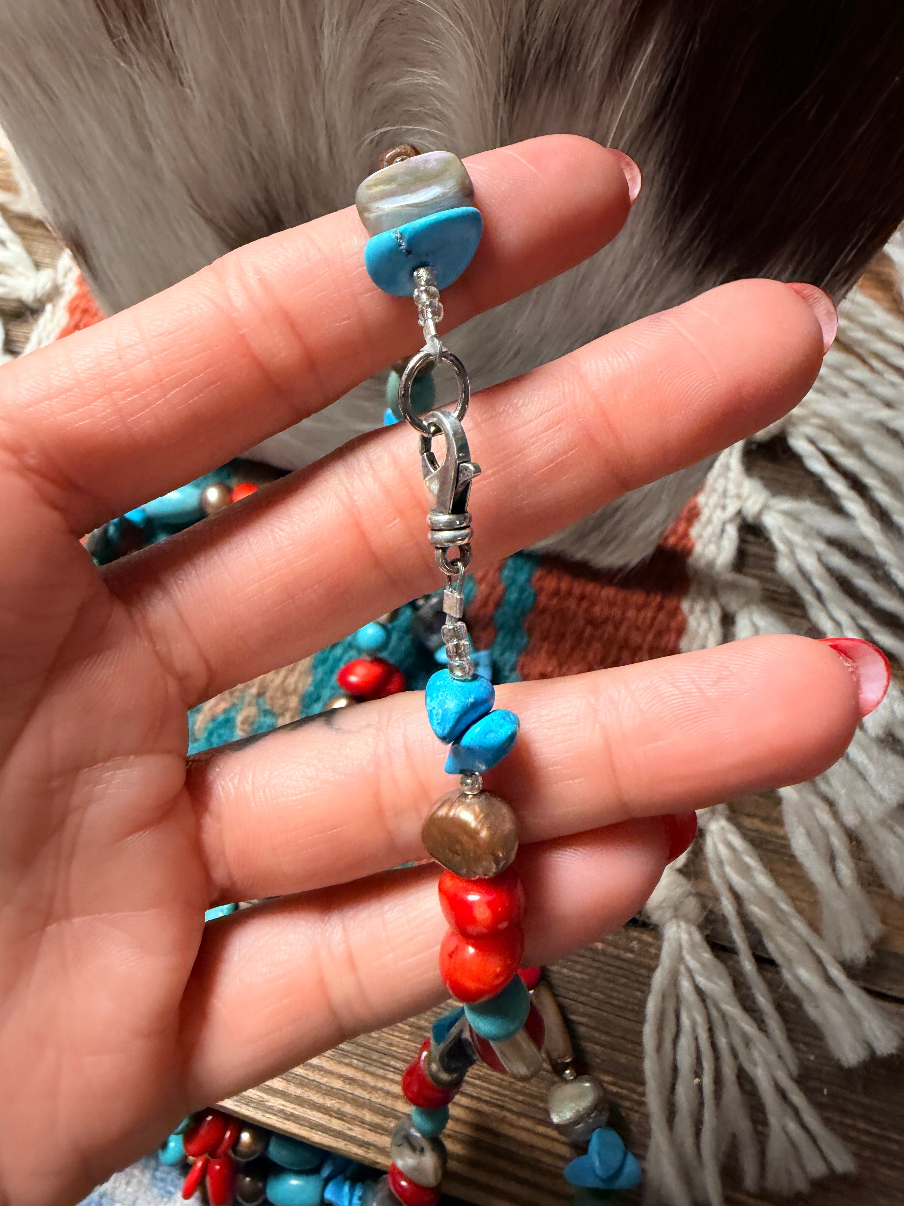 Handcrafted Multi Stone 34” Beaded Necklace
