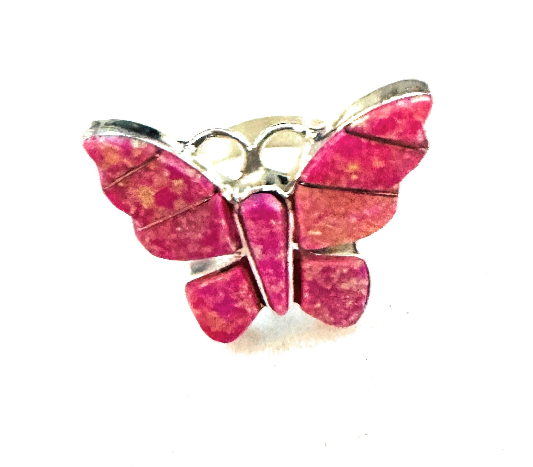 Navajo Sterling Silver & Pink Opal Butterfly Ring