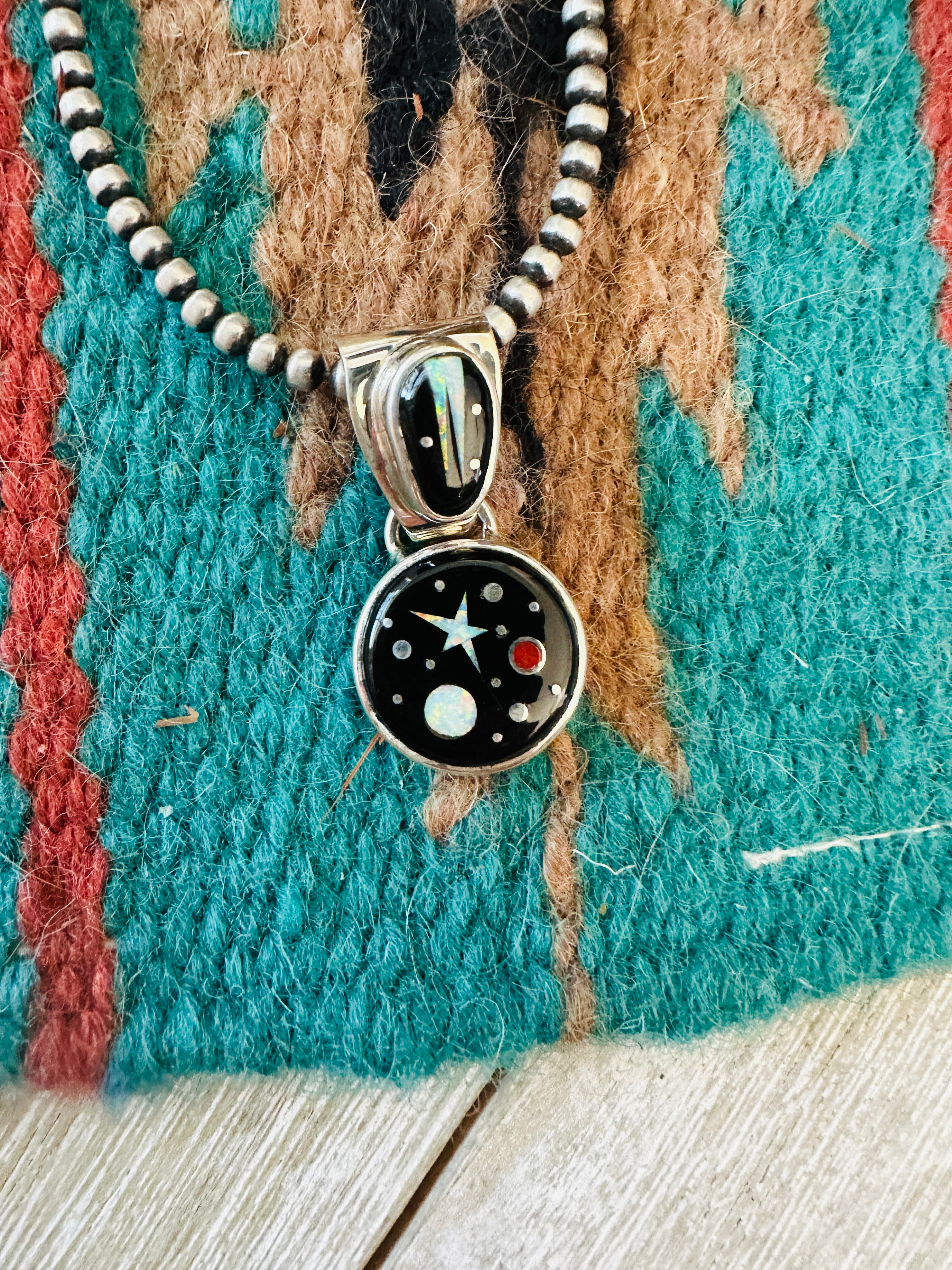 Handcrafted Multi Stone & Sterling Silver Starry Night Pendant by Matthew Jack
