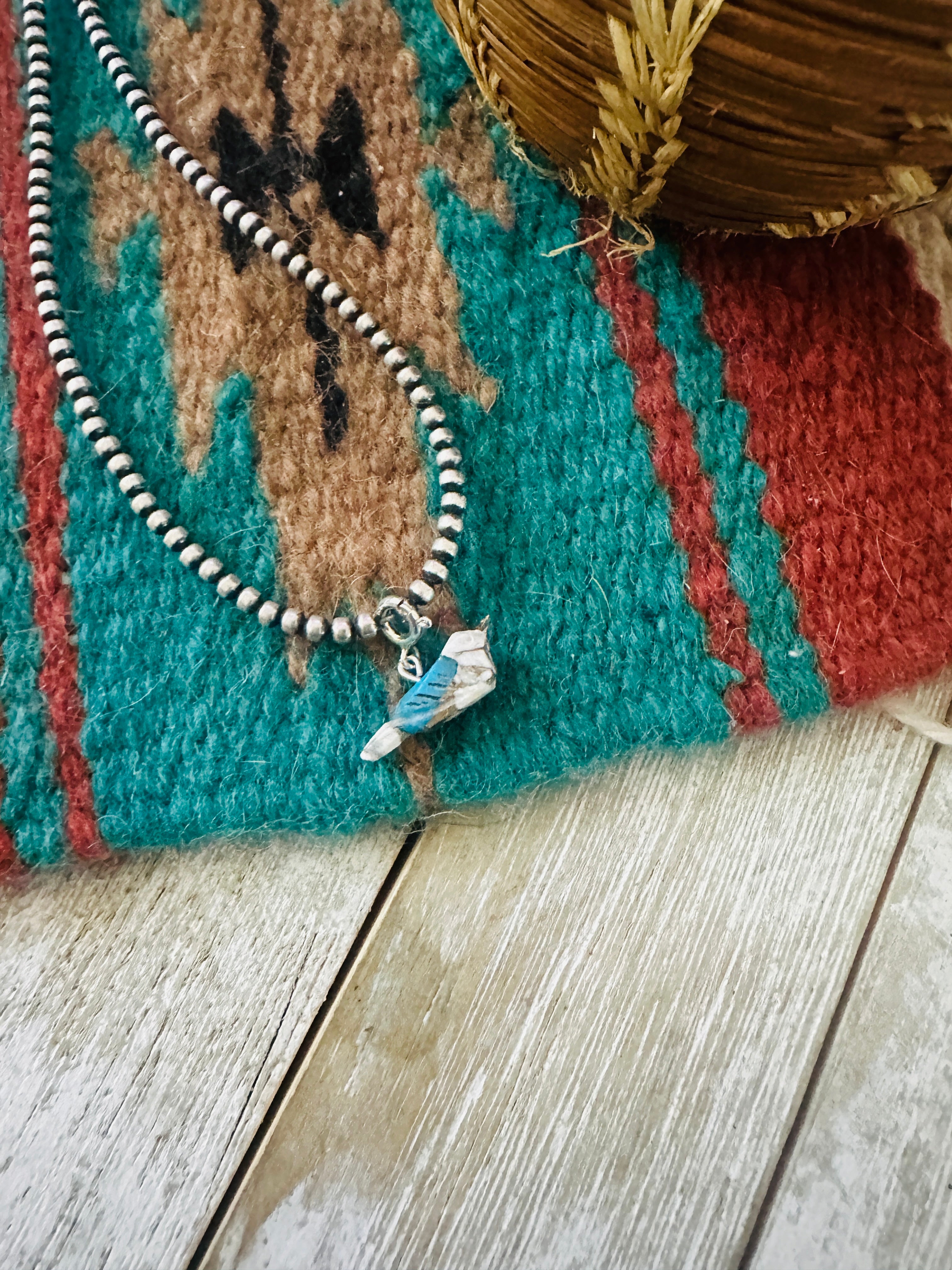 Handcrafted & Hand Carved Blue Mojave Bird Charm