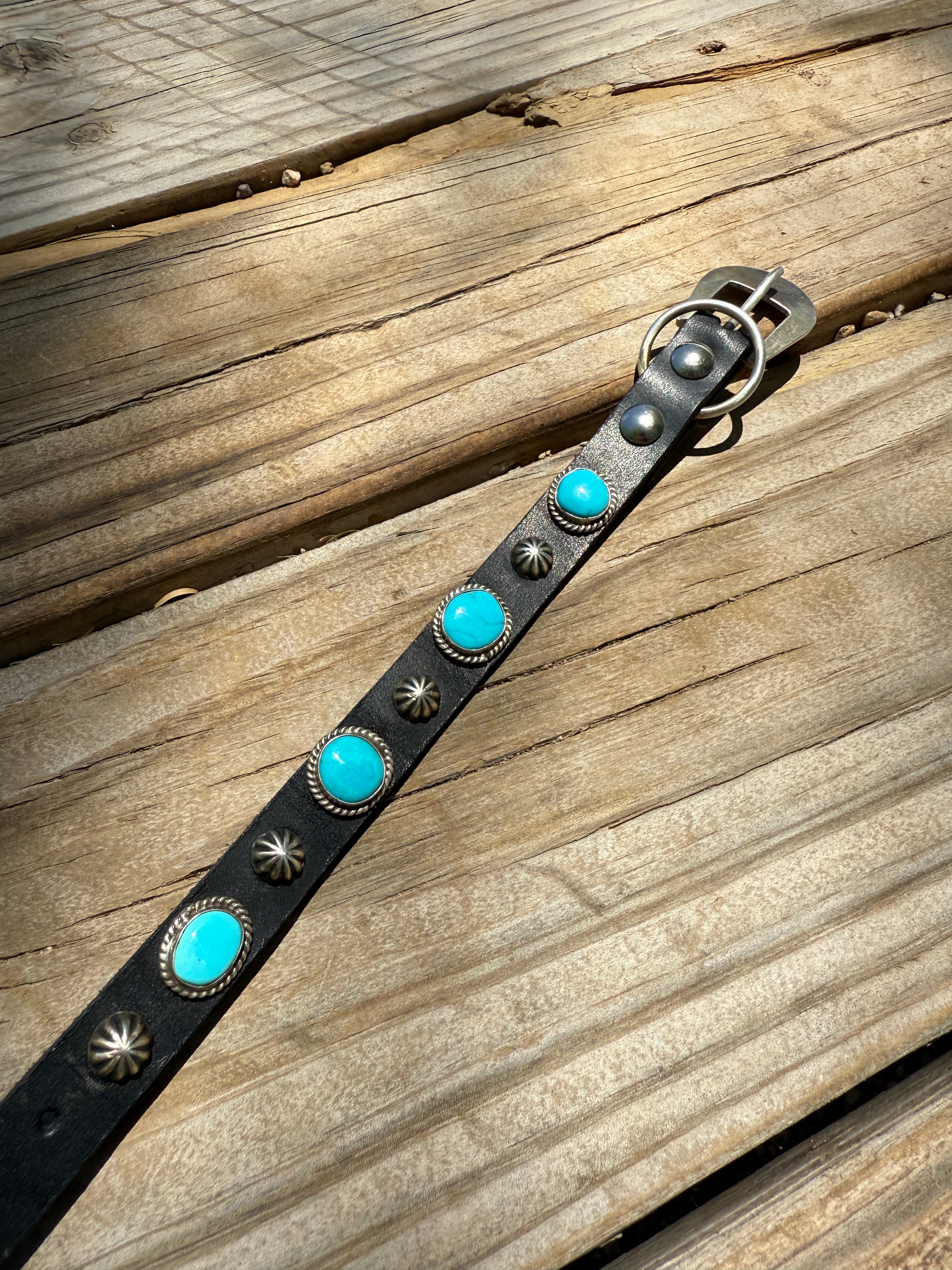 Handcrafted Turquoise Leather Dog Collars