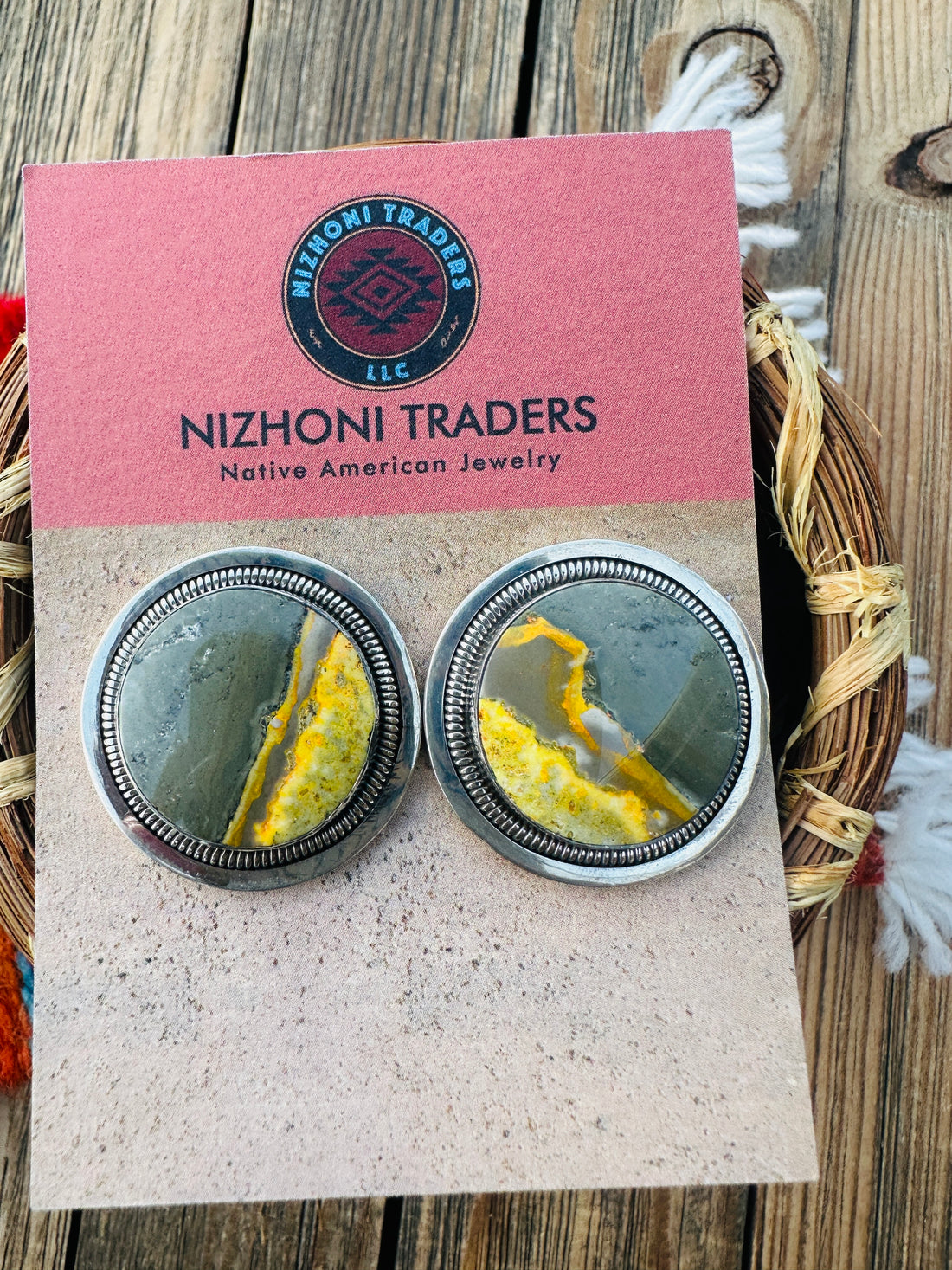 Handcrafted Bumblebee & Sterling Silver Post Earrings by Wydell Billie