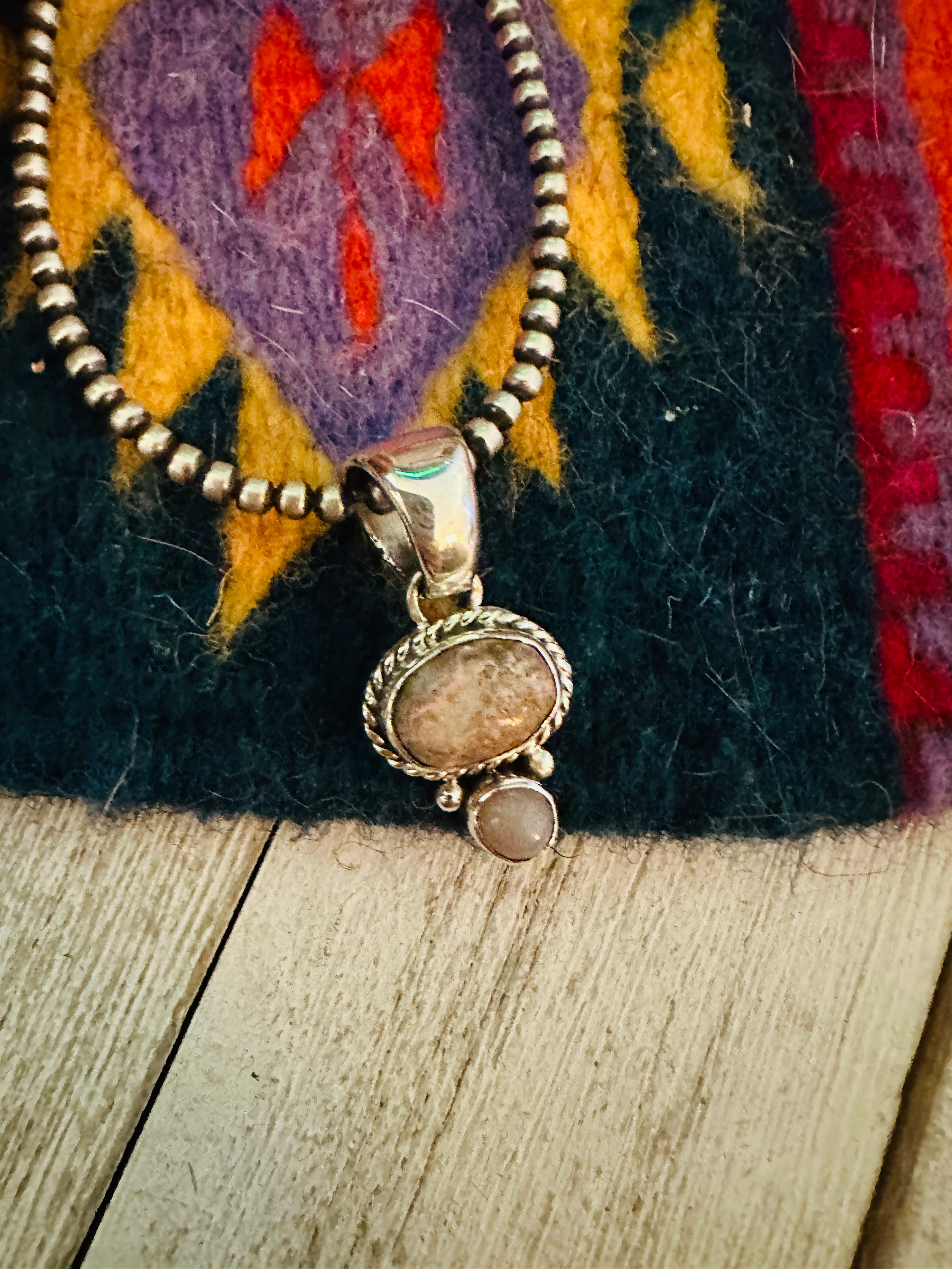 Navajo Sterling Silver & Rhodochrosite Pendant