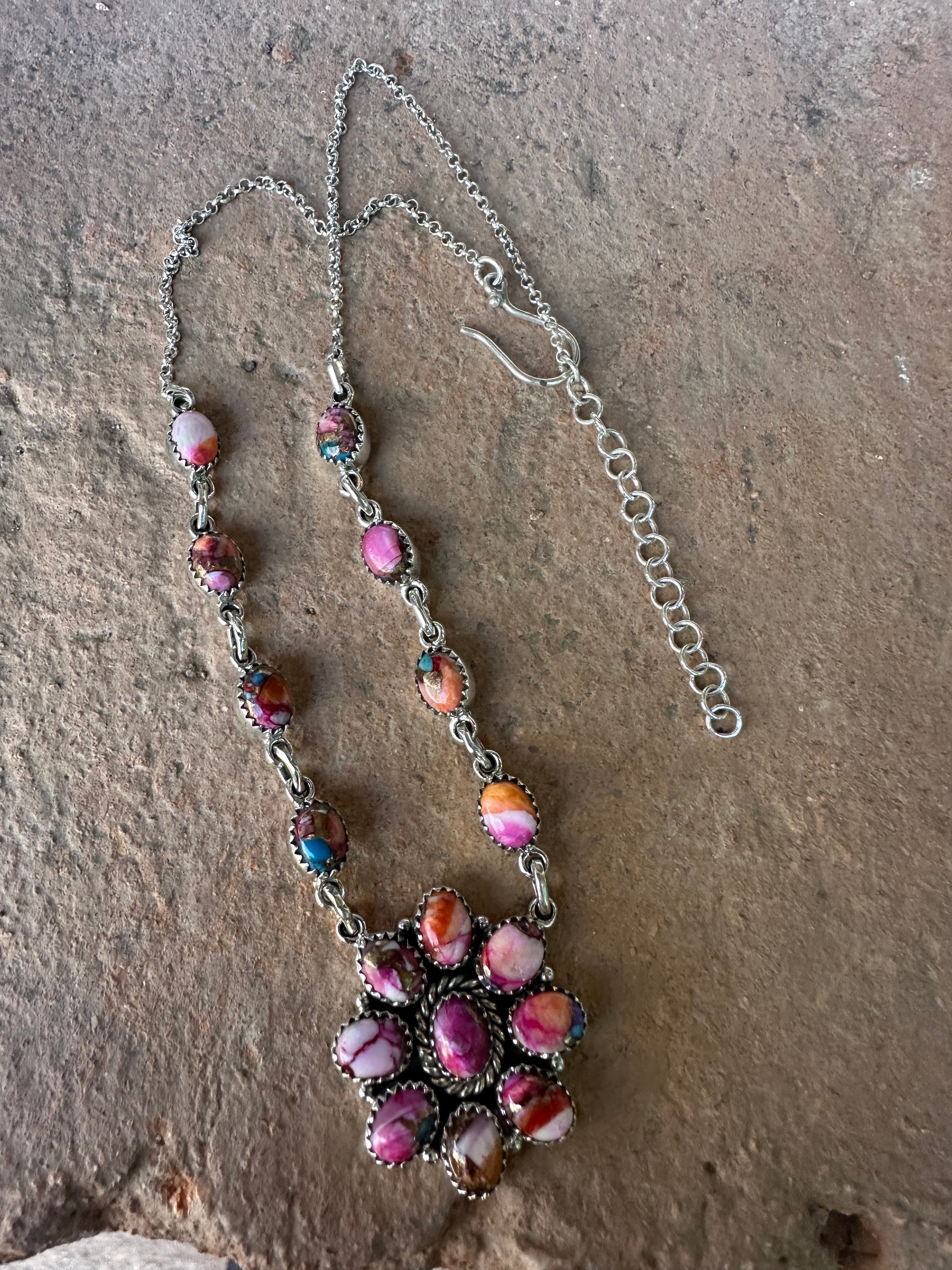 Handmade Sterling Silver & Pink Dream Mojave Necklace