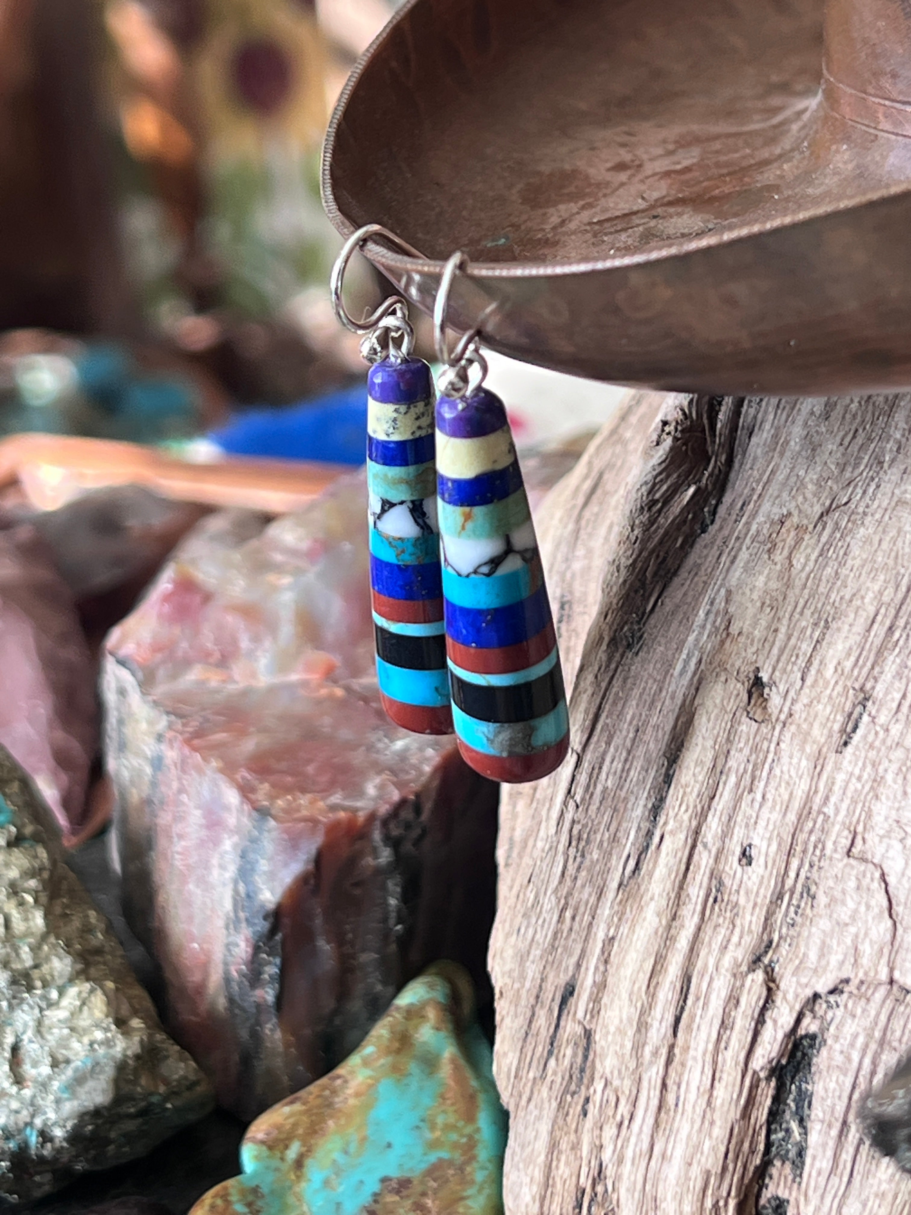 Santo Domingo Layered Multistone Earrings by Ronald Chavez, Stacked Gems #2