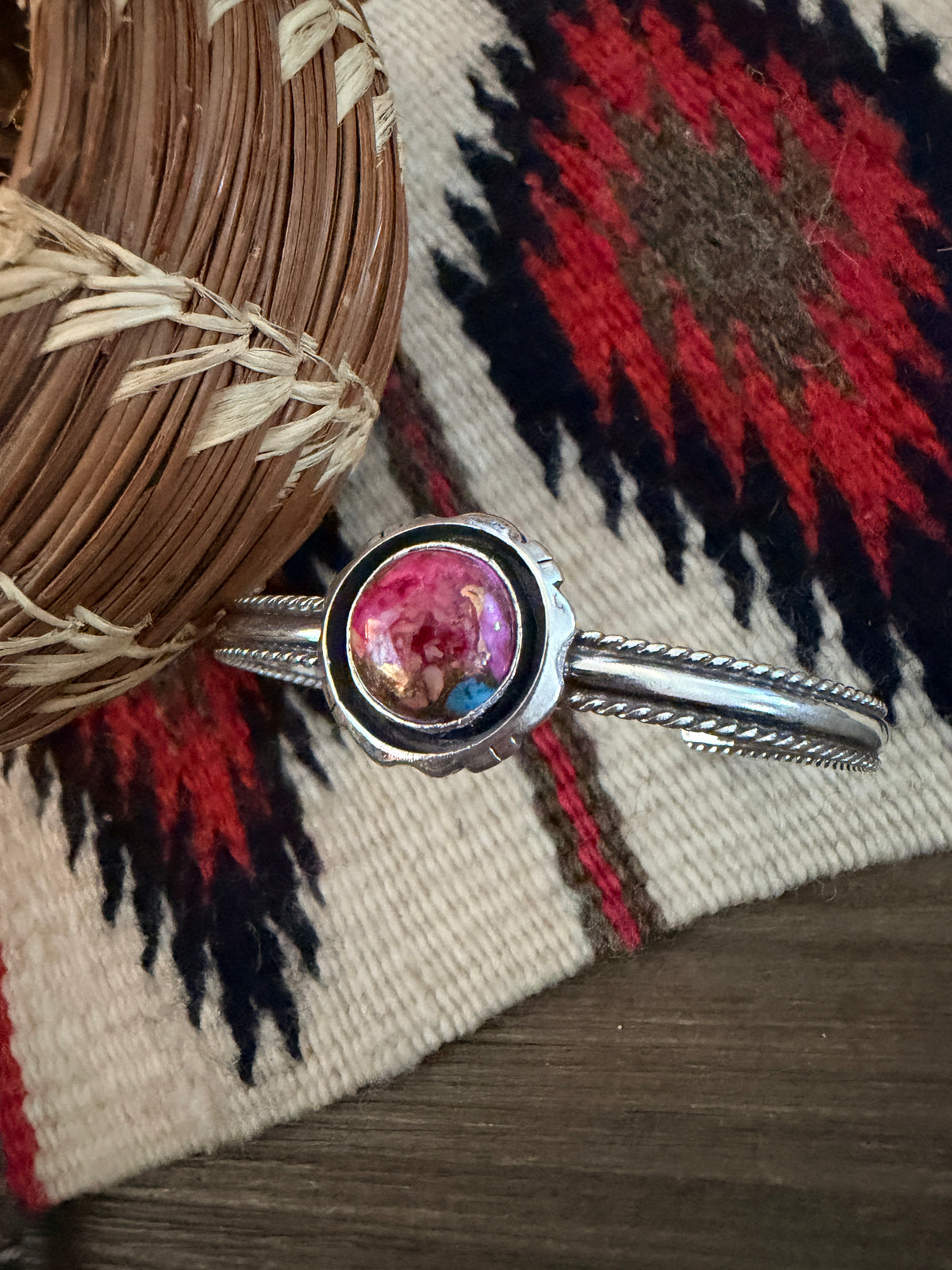 Handcrafted Pink Dream Mojave & Sterling Silver Cuff Bracelet
