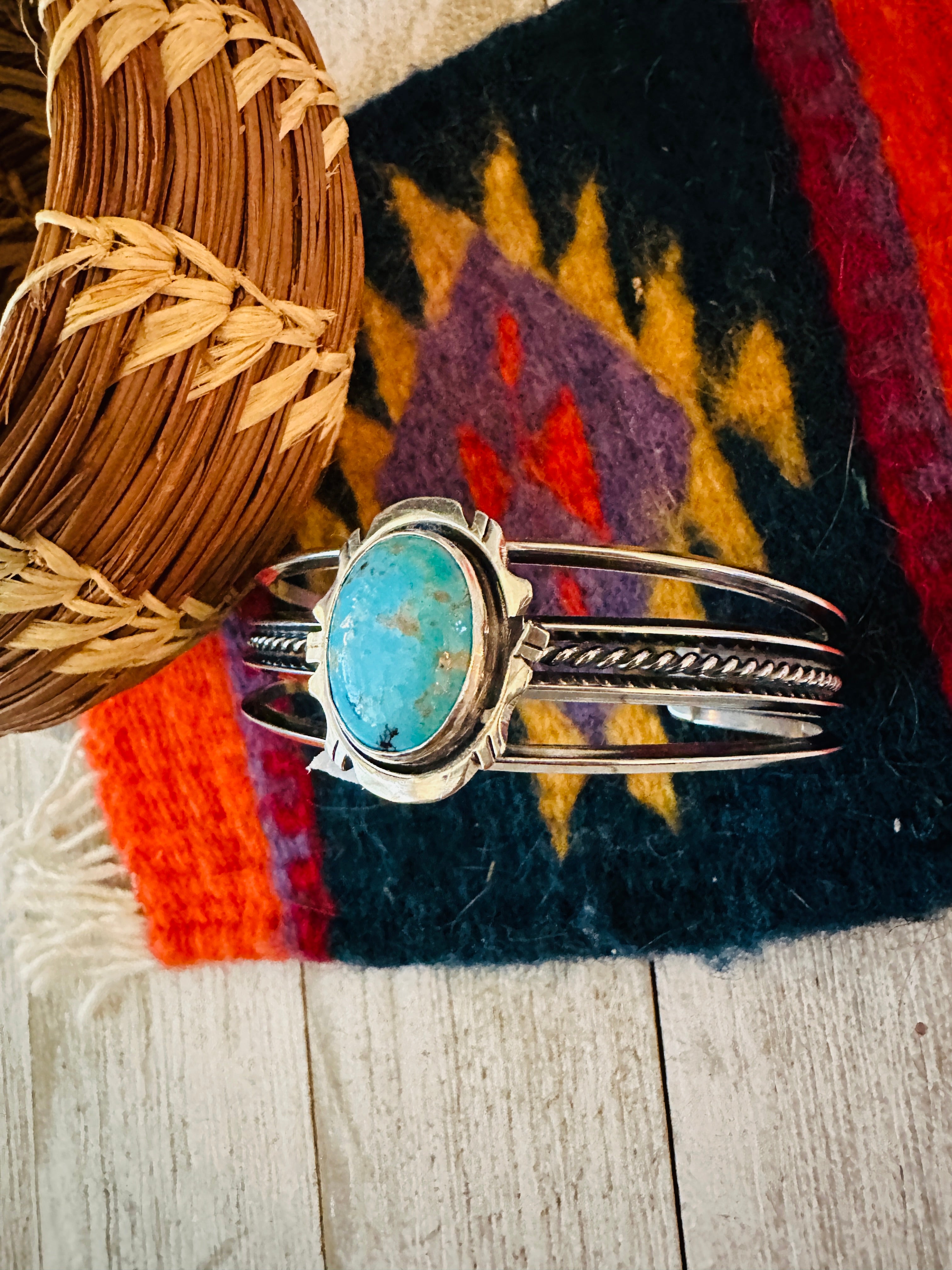 Navajo Sterling Silver & Turquoise Cuff Bracelet