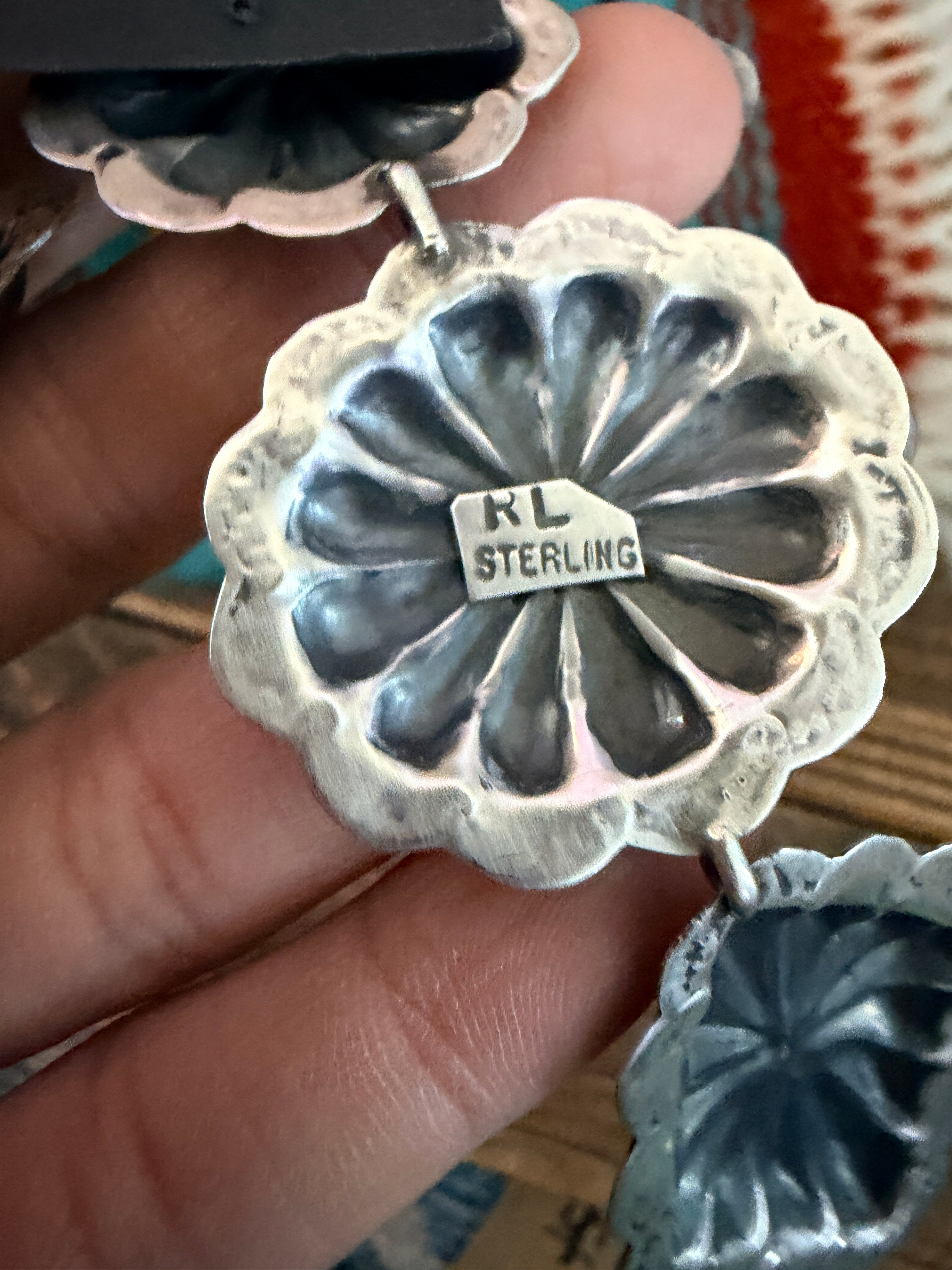 Handcrafted Sterling Silver Concho Dangle Earrings by Rita Lee