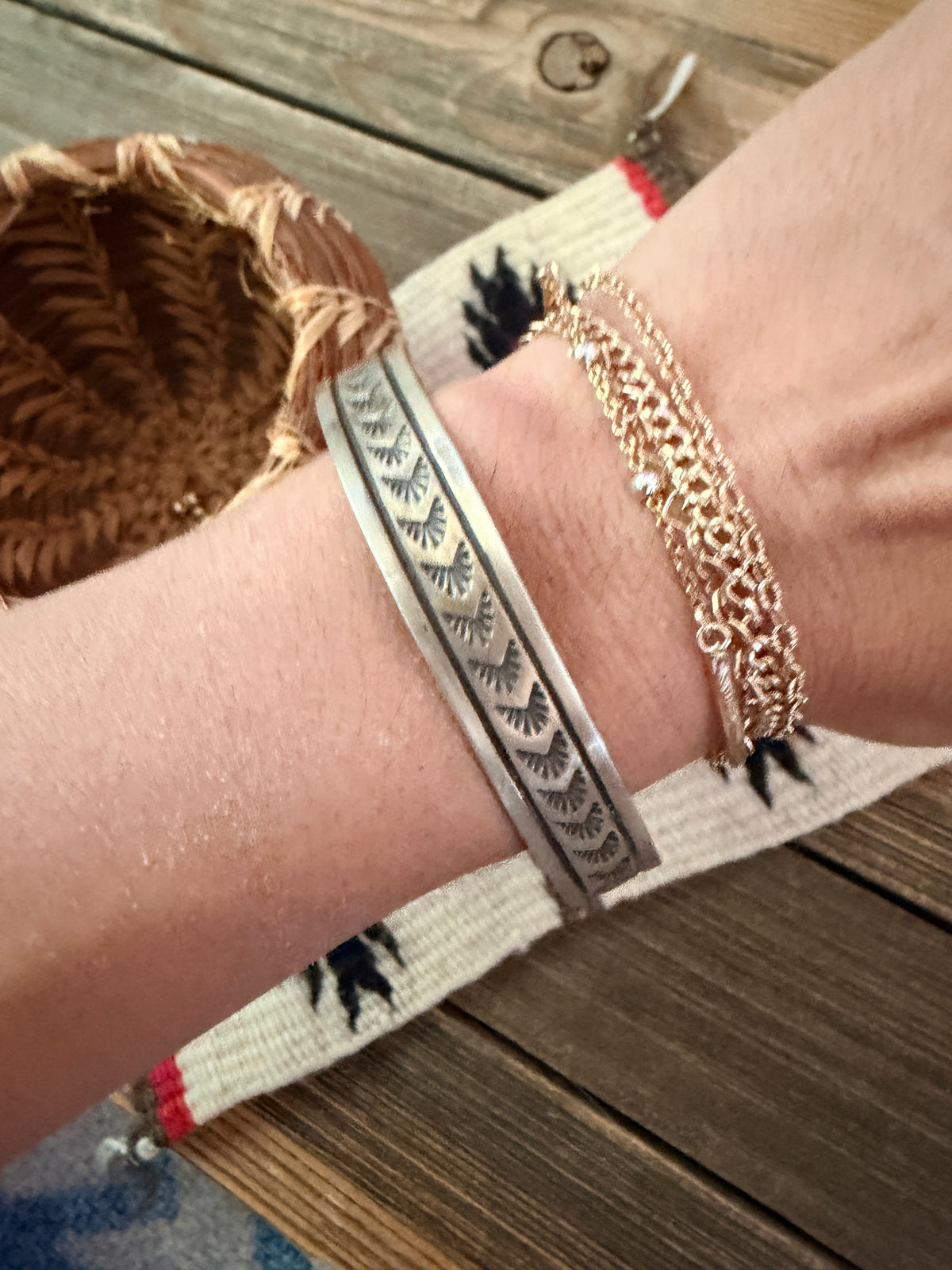 Handcrafted Sterling Silver Stamped Bangle Bracelet