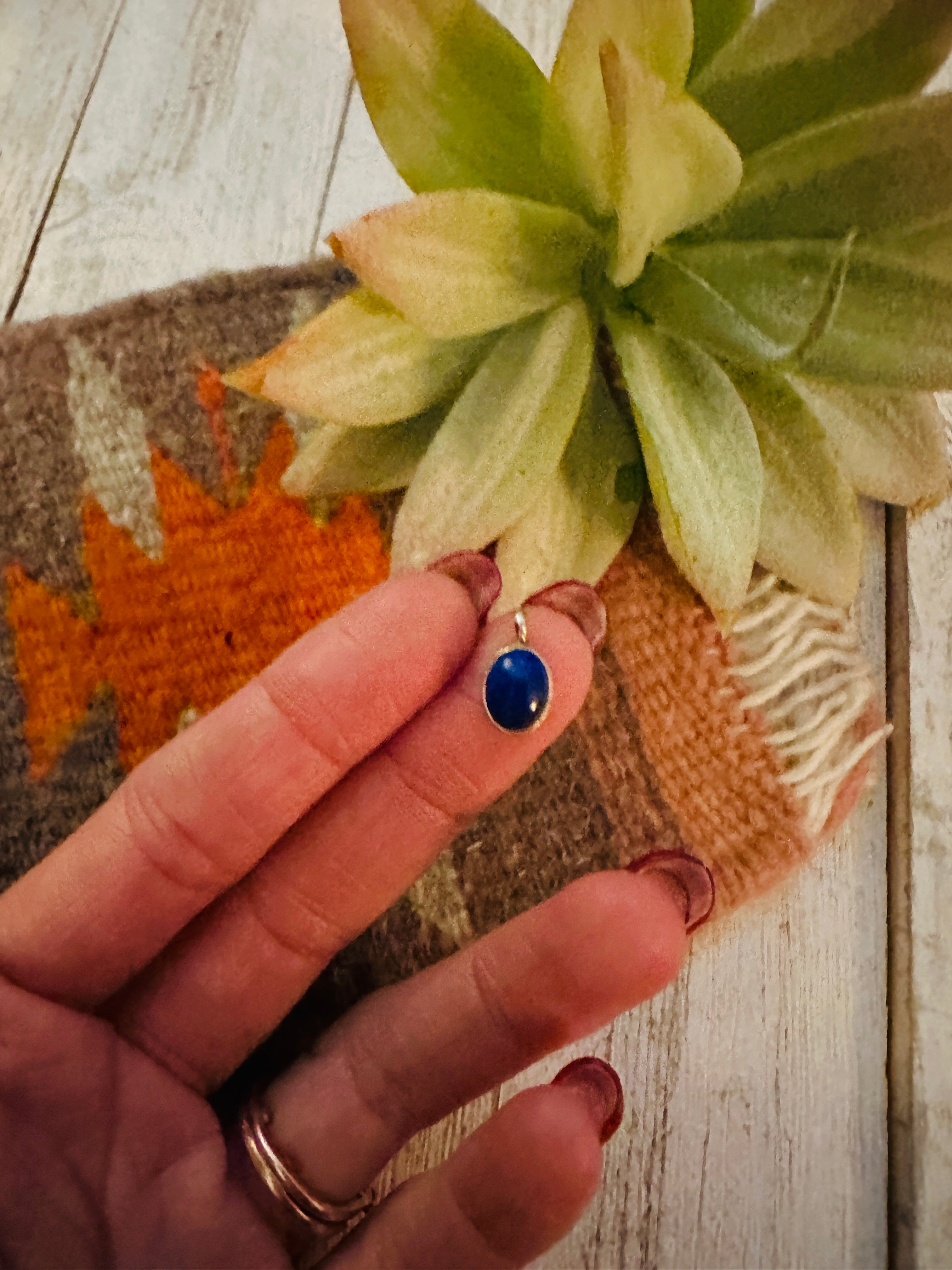 Navajo Lapis & Sterling Silver Mini Pendant