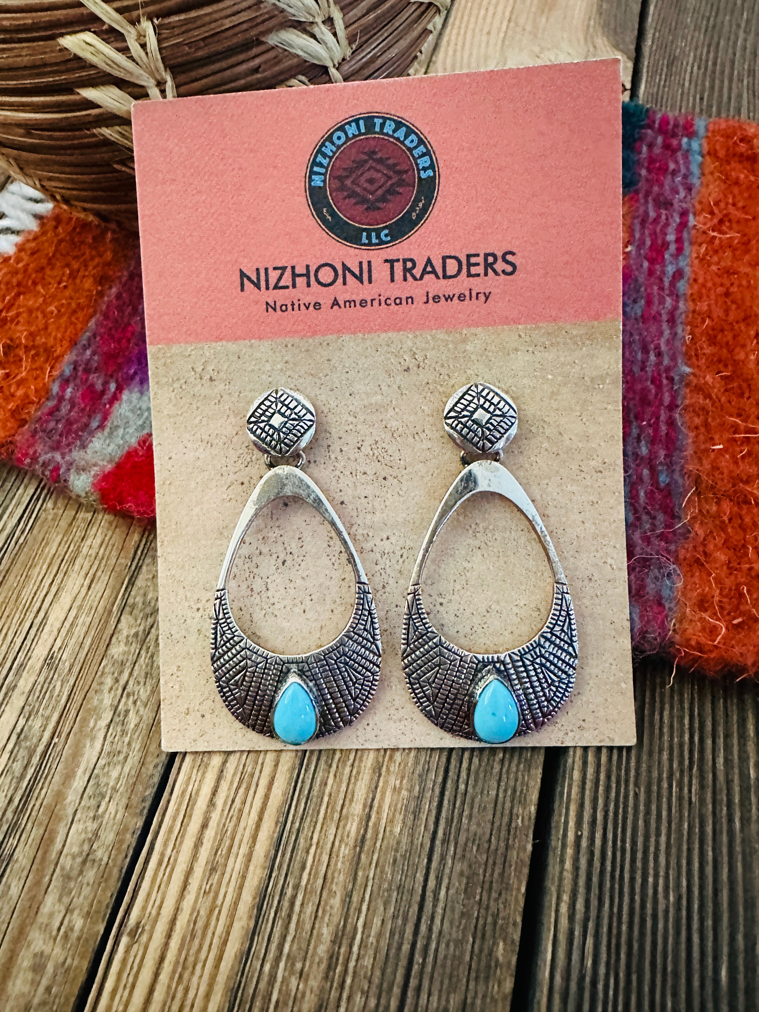 Handcrafted Turquoise & Sterling Silver Dangle Earrings