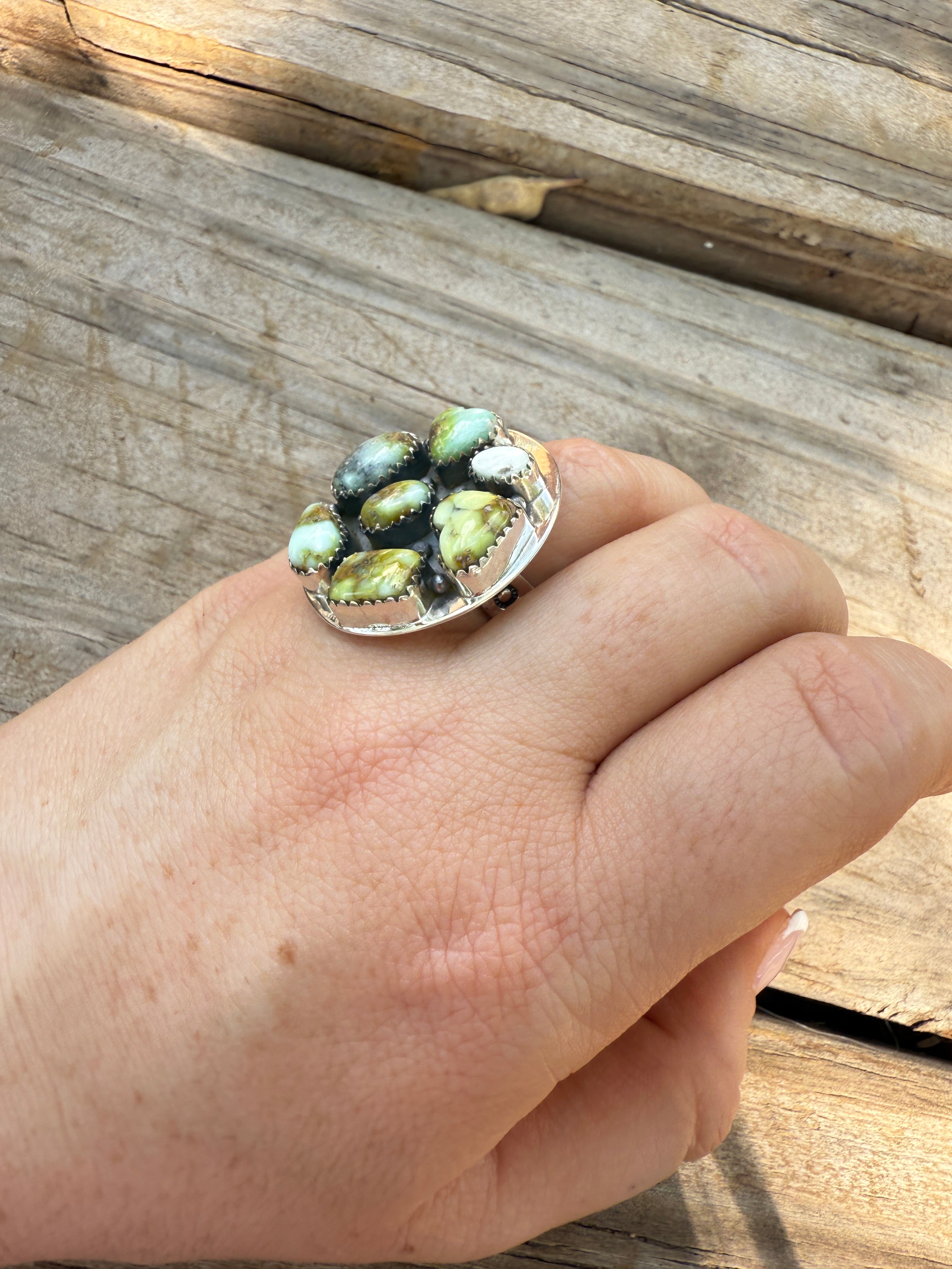 Handmade Palomino Turquoise & Sterling Silver Adjustable Ring