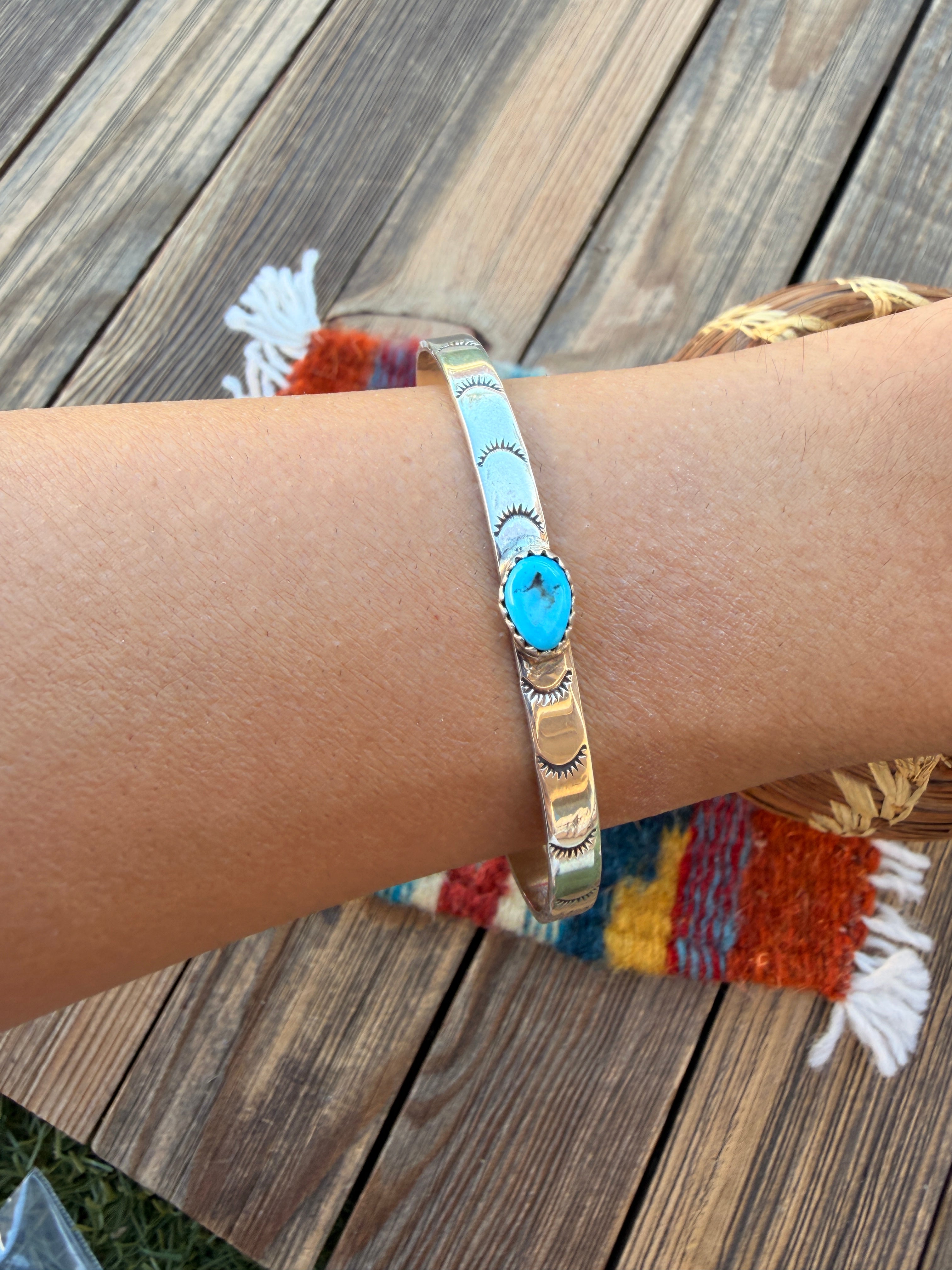 Handcrafted Turquoise & Sterling Silver Cuff Bracelet by Andrew Johnson