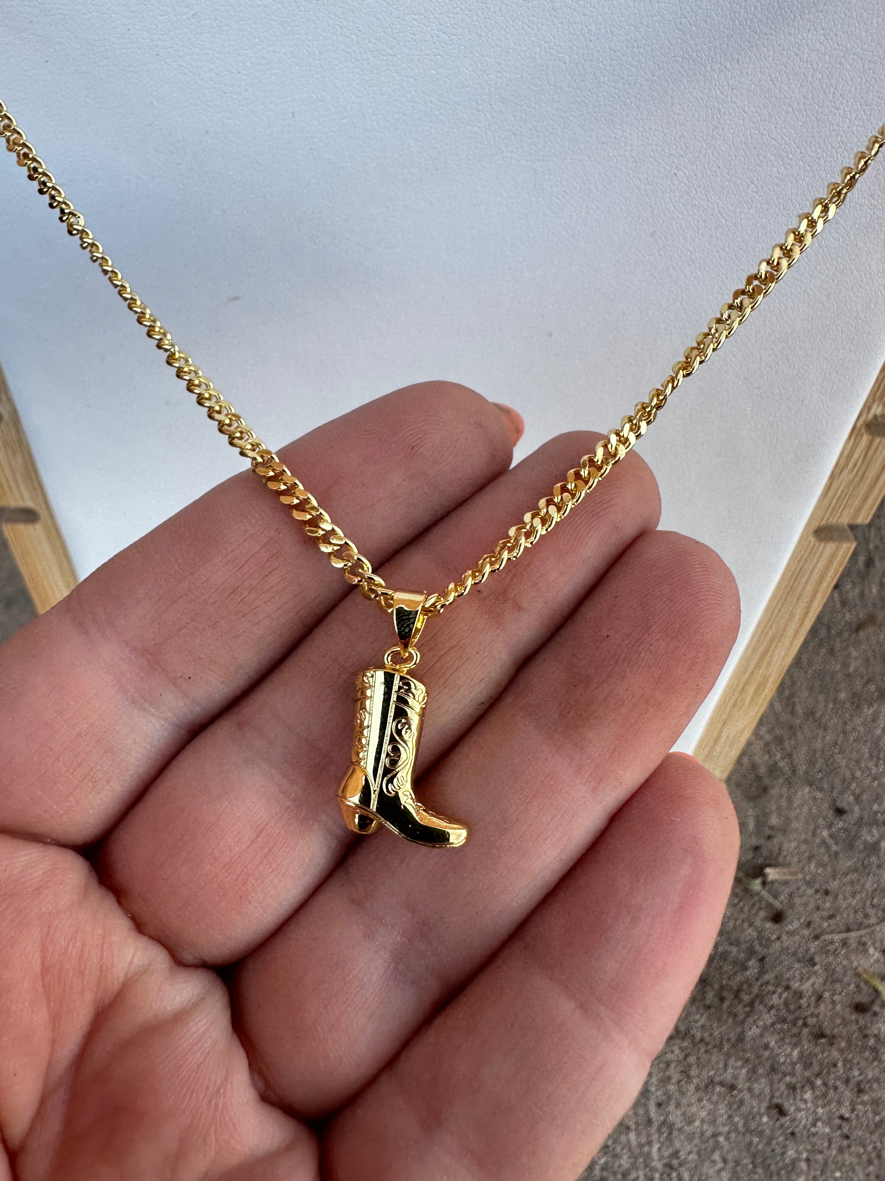 “The Golden Collection” Knockin Boots Handmade 14k Gold Plated Necklace