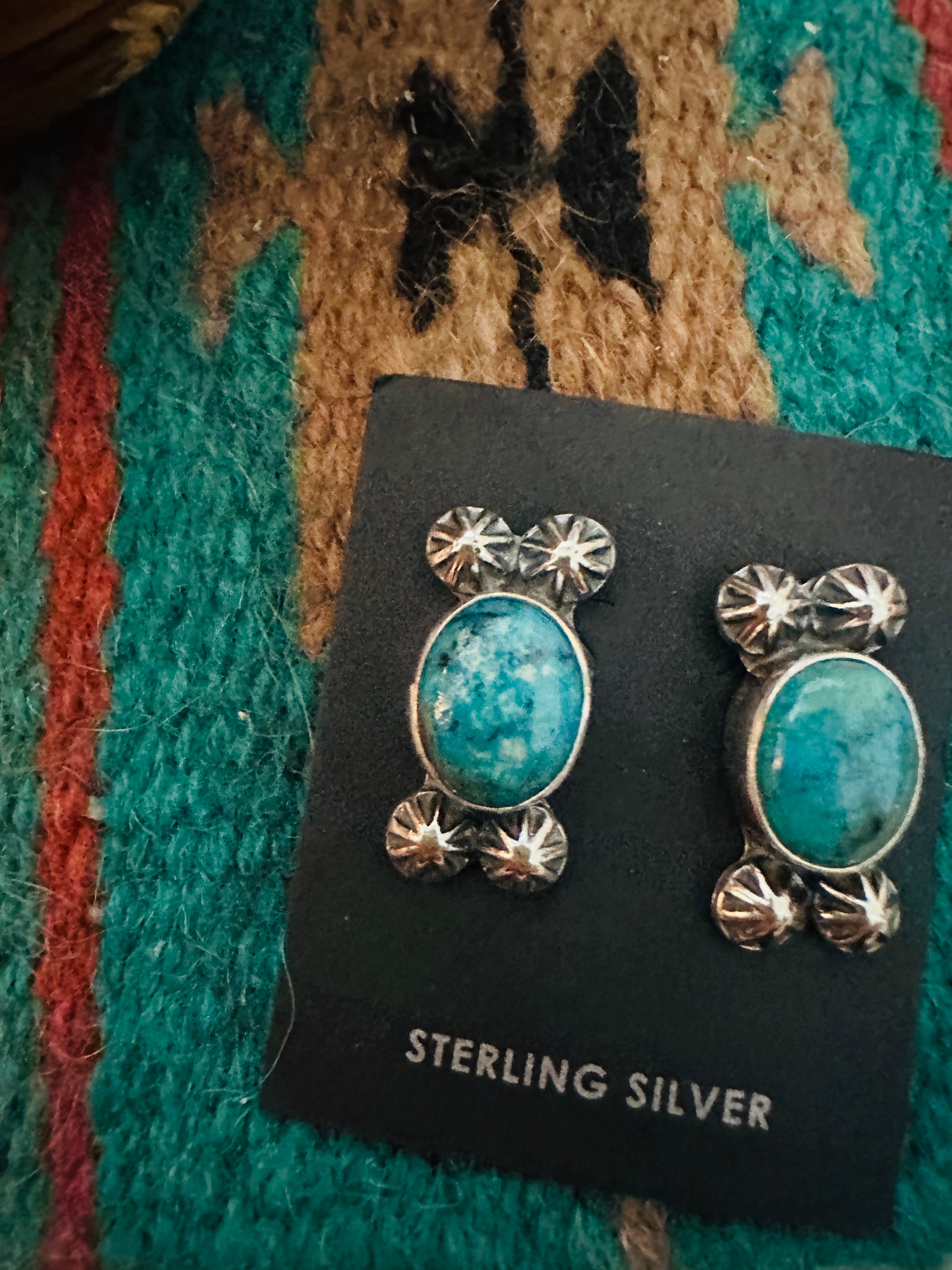 Navajo Sterling Silver & Turquoise Post Earrings