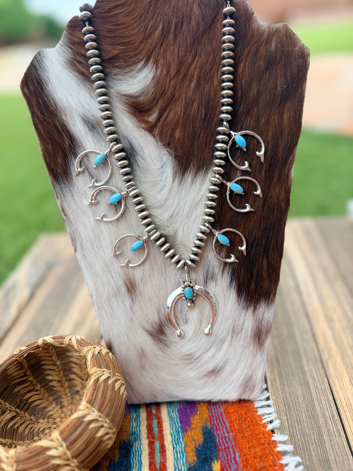 Handcrafted Turquoise & Sterling Silver Naja Necklace