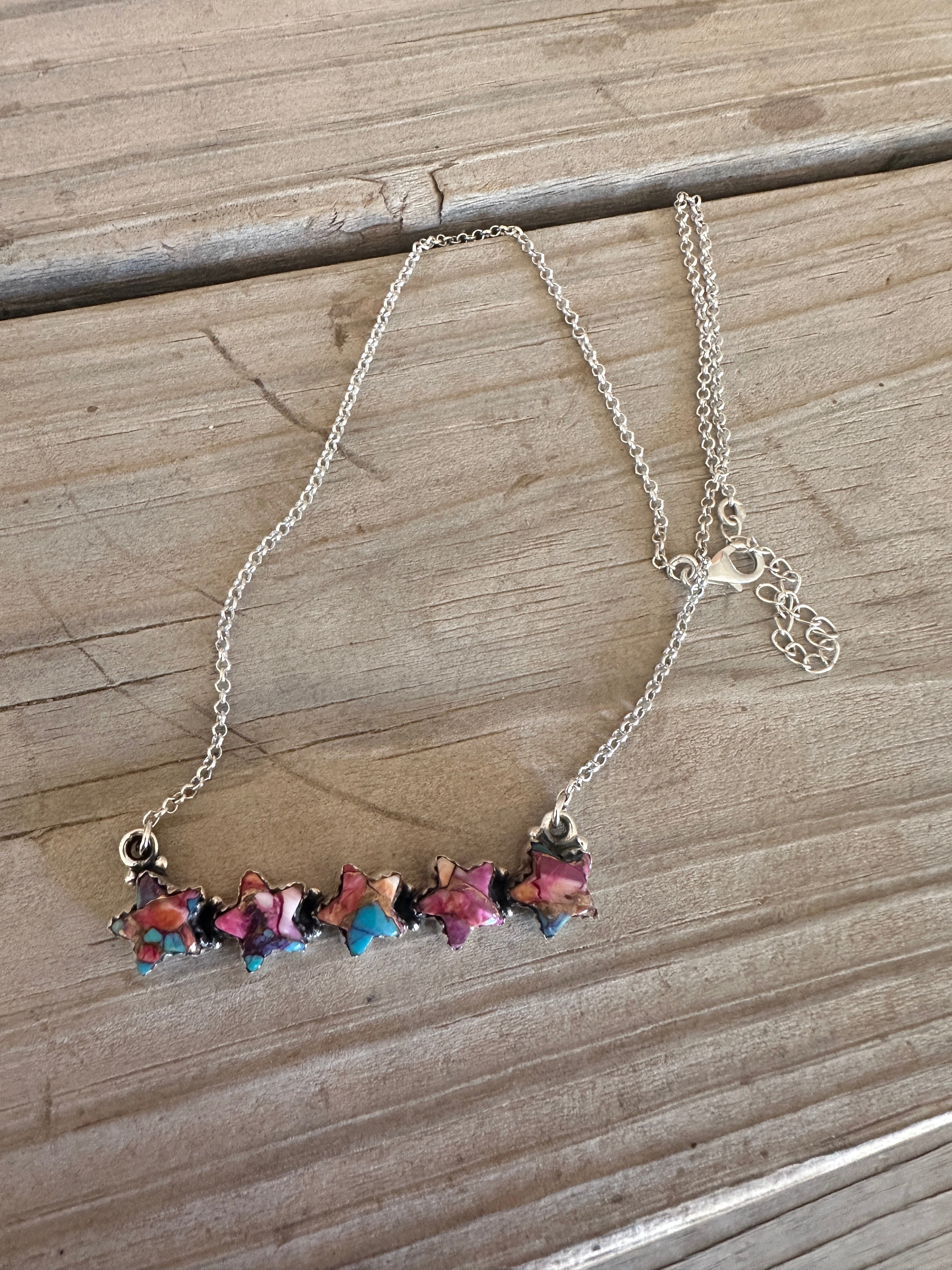 Beautiful Handmade Sterling Silver, Pink Dream Mojave STAR BAR Necklace