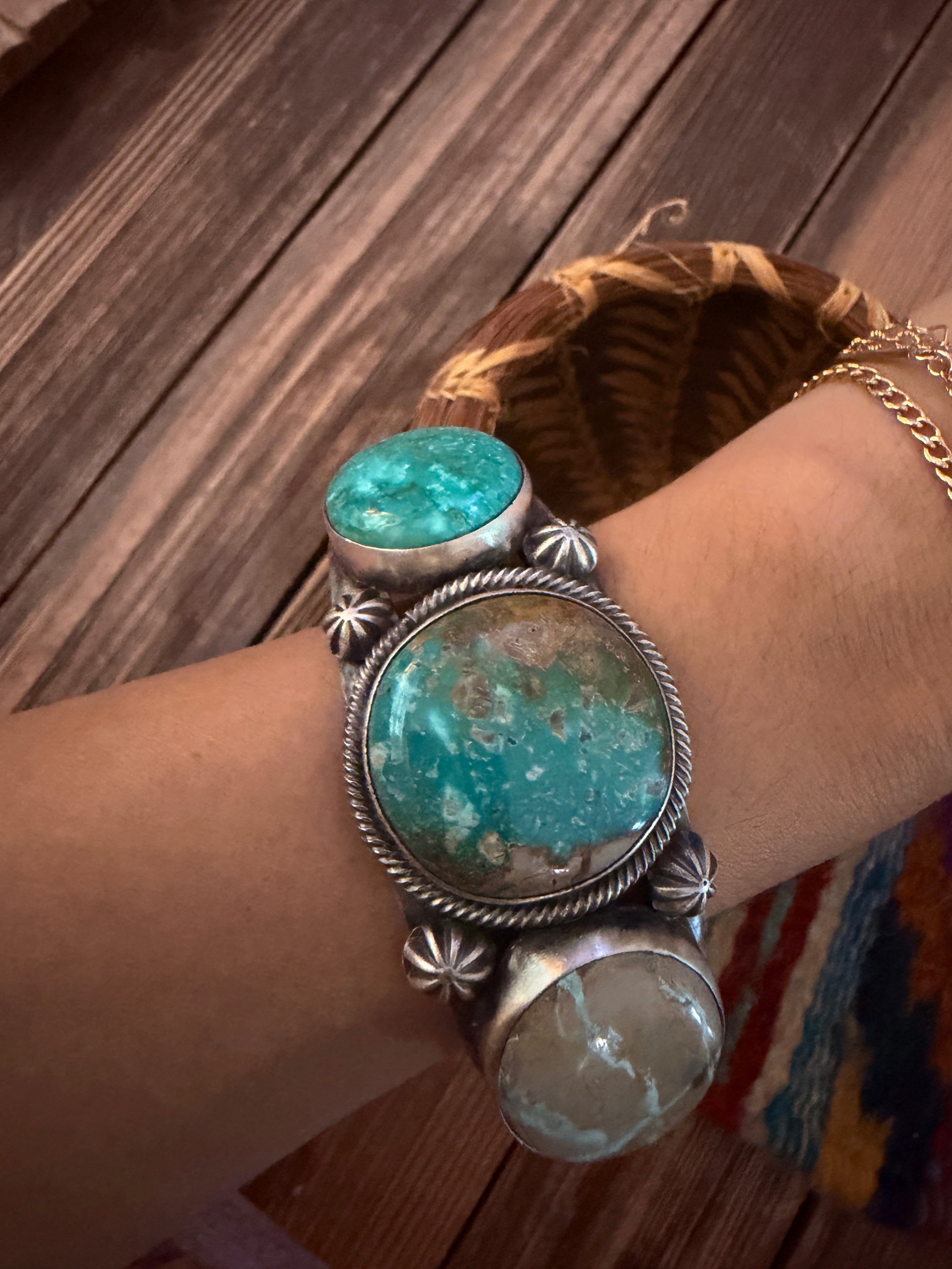 Handcrafted Sterling Silver and Turquoise Cuff Bracelet by Paul Livingston