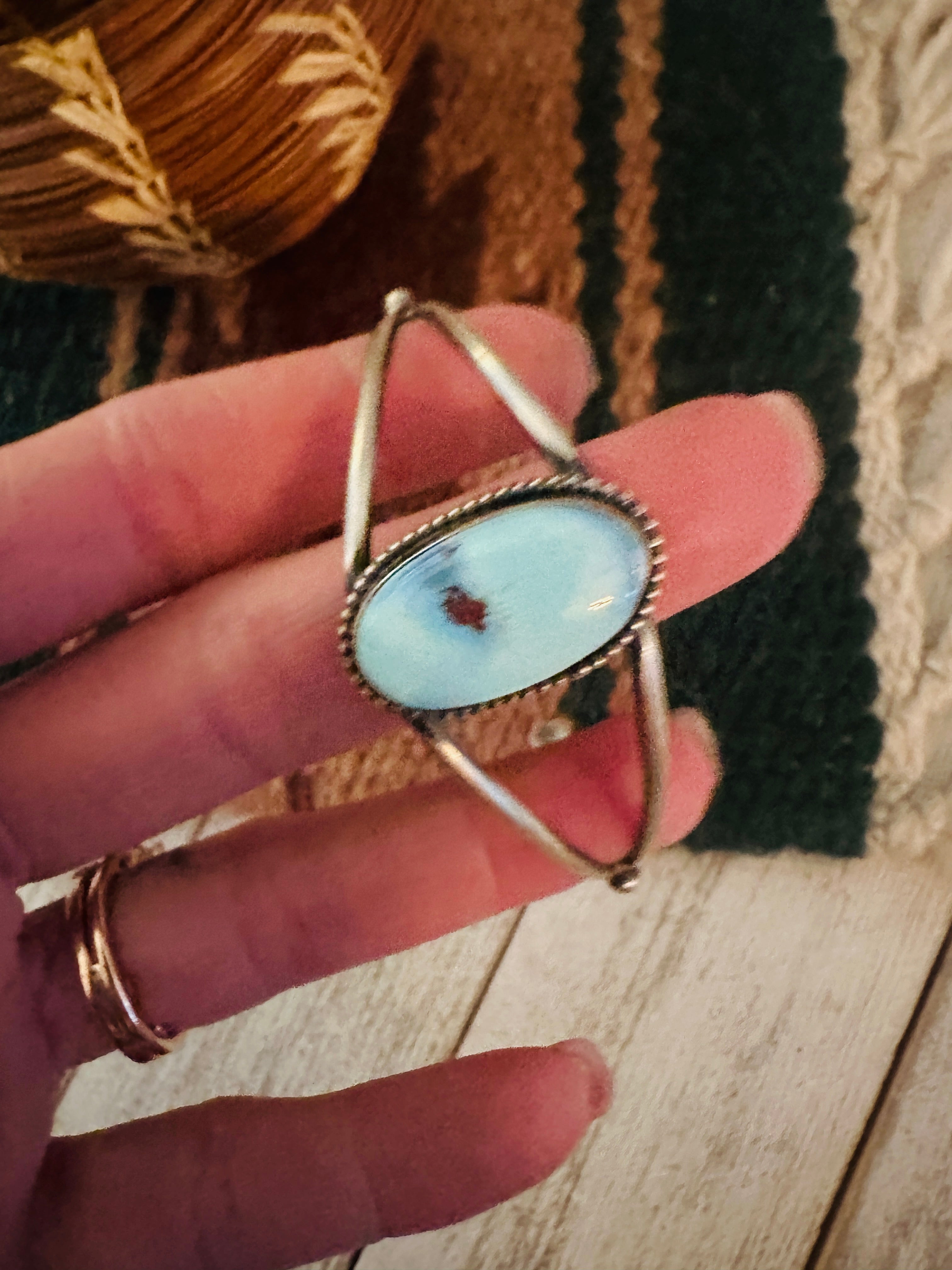 Navajo Sterling Silver & Golden Hills Turquoise Cuff Bracelet