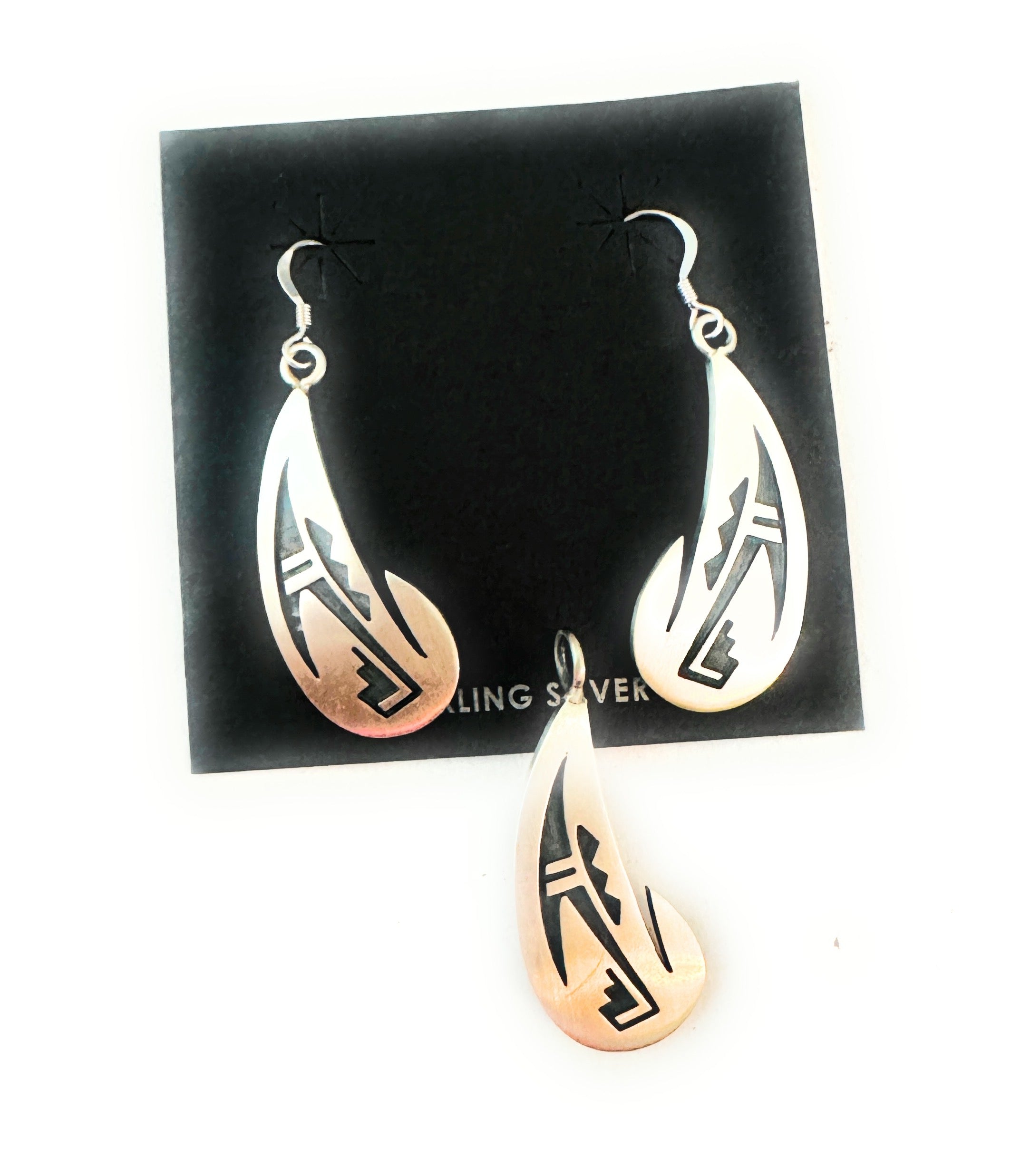 Hopi Sterling Silver Earring And Pendant Set