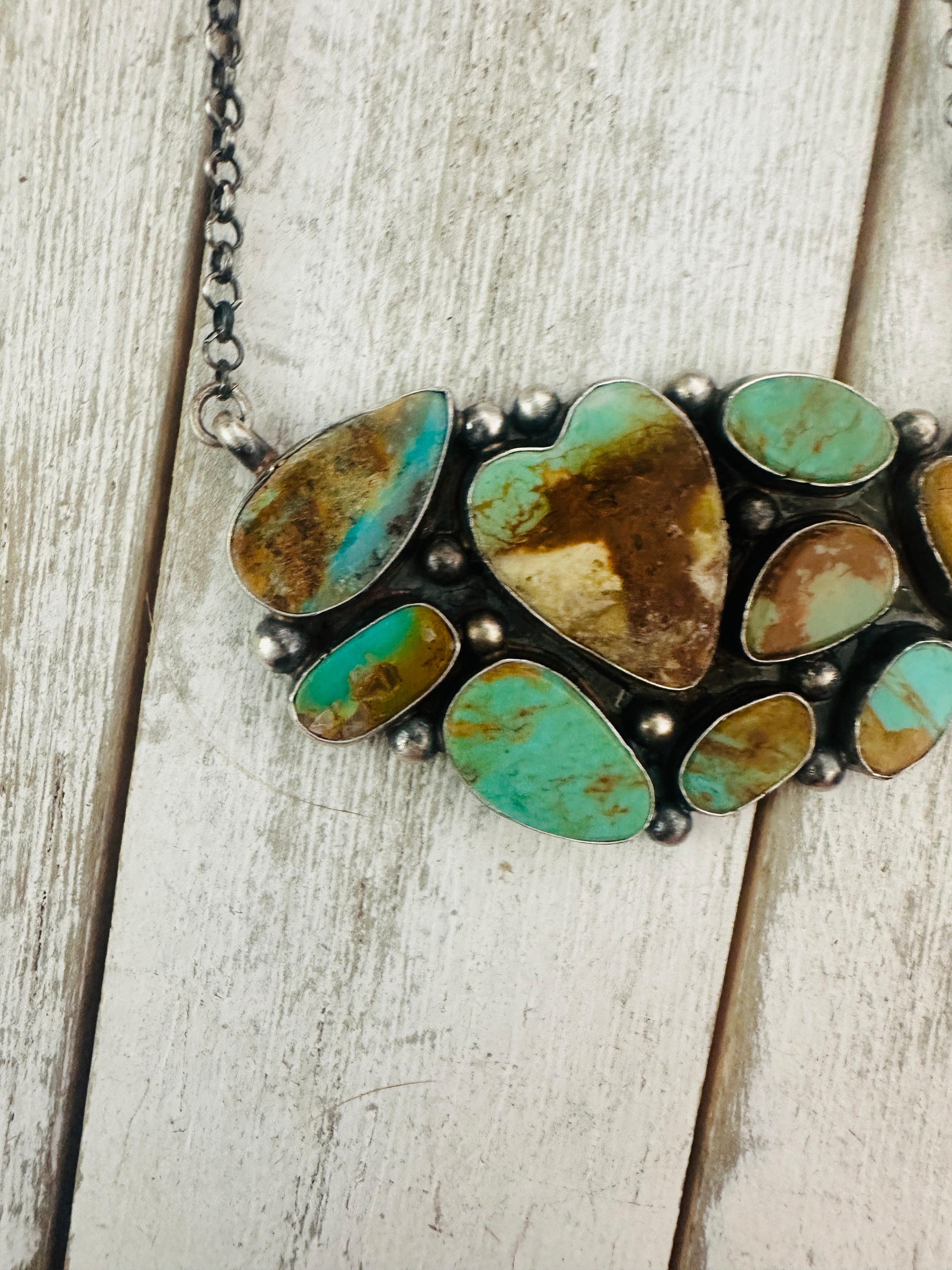 Navajo Sterling Silver & Royston Turquoise Necklace by Jacqueline Silver