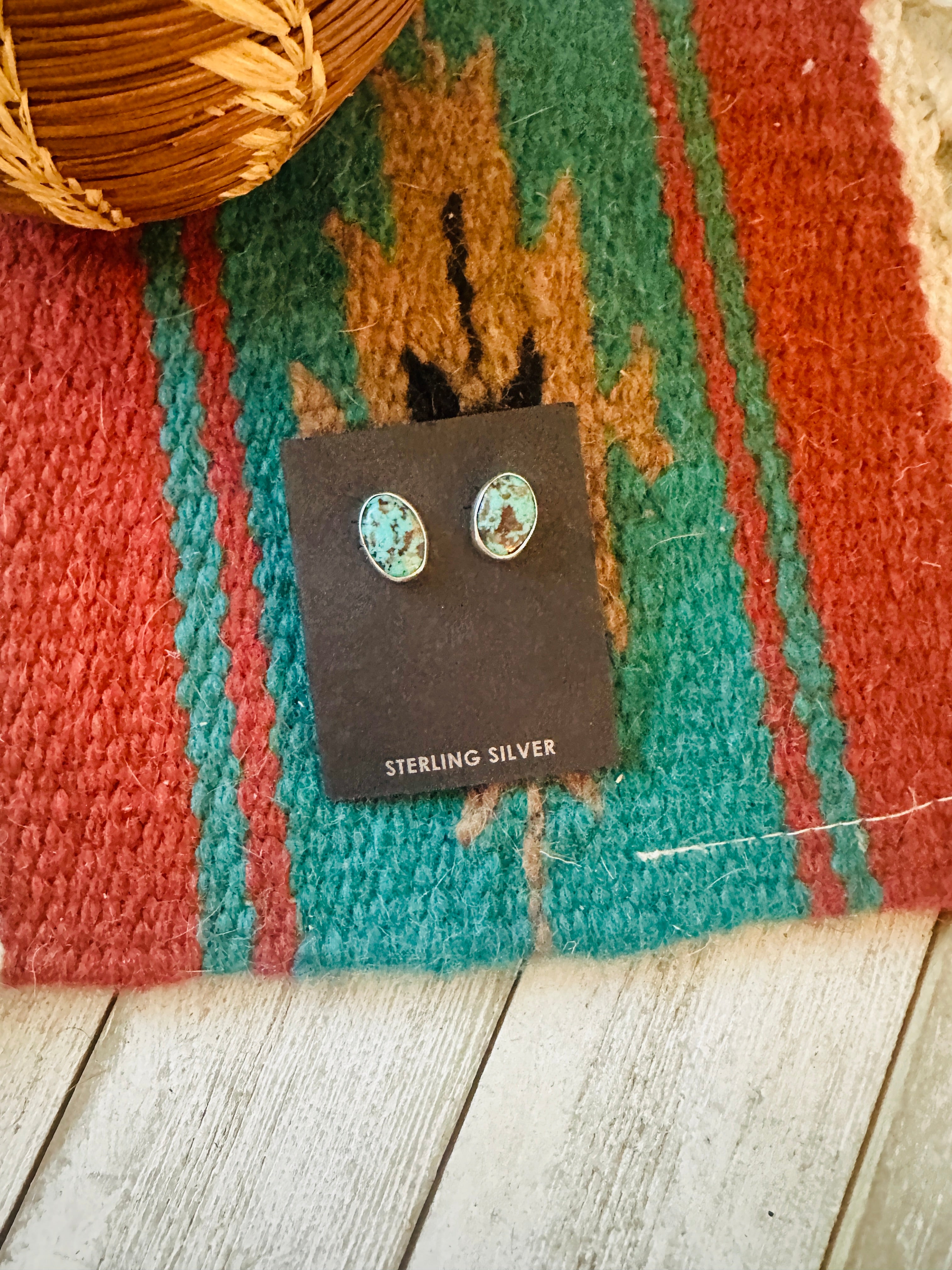 Navajo Turquoise and Sterling Silver Stud Earrings