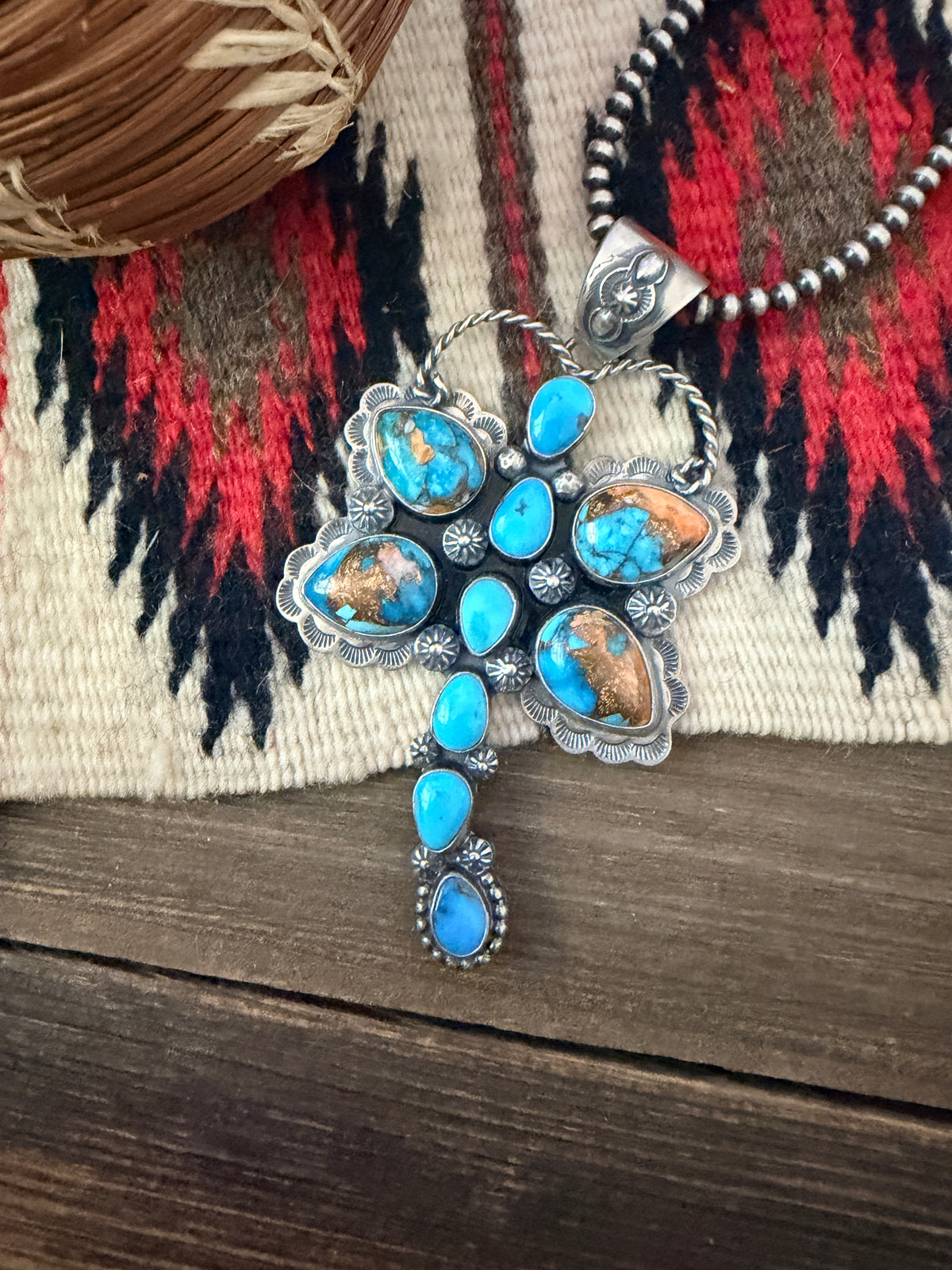 Handcrafted Sterling Silver, Spice & Turquoise Dragonfly Pendant by Alice McShirley
