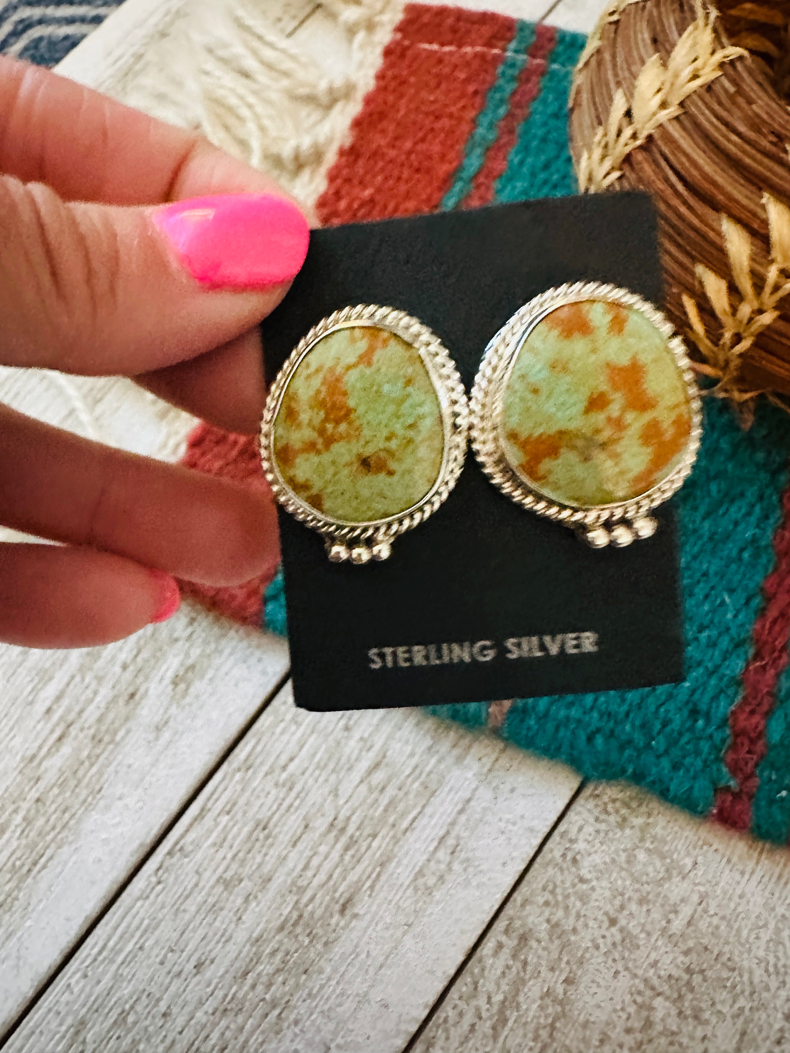 Navajo Turquoise & Sterling Silver Post Earrings