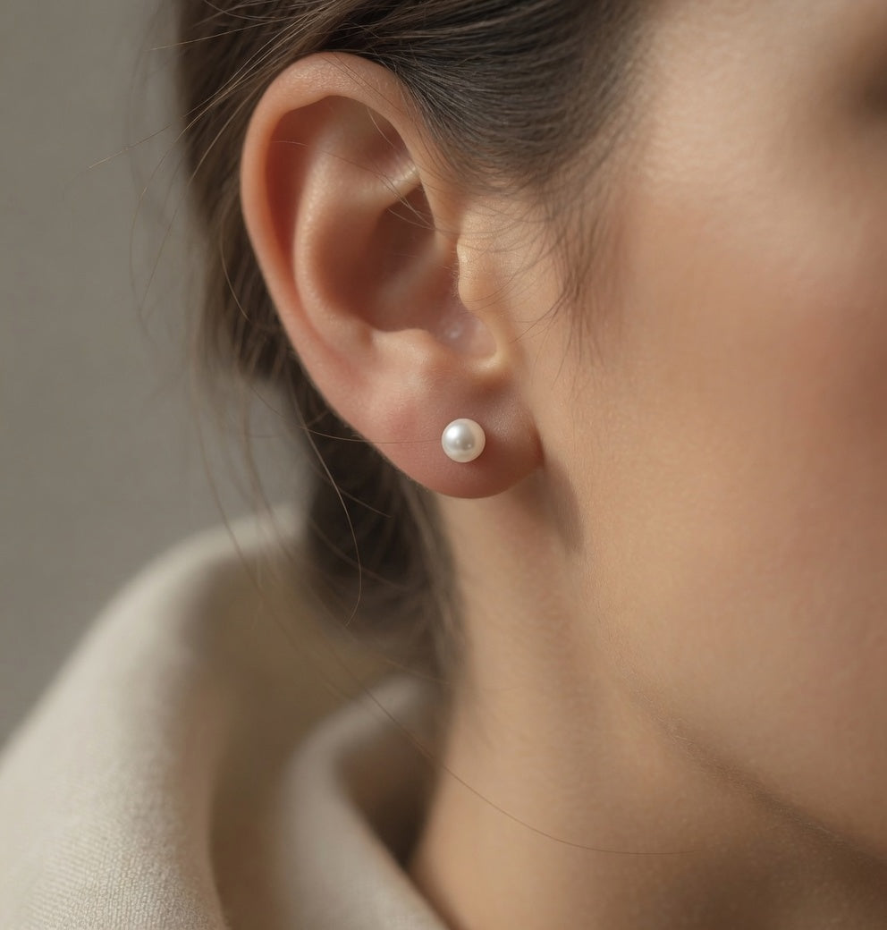 Timeless 4mm Sterling Silver White Ball Stud Earrings