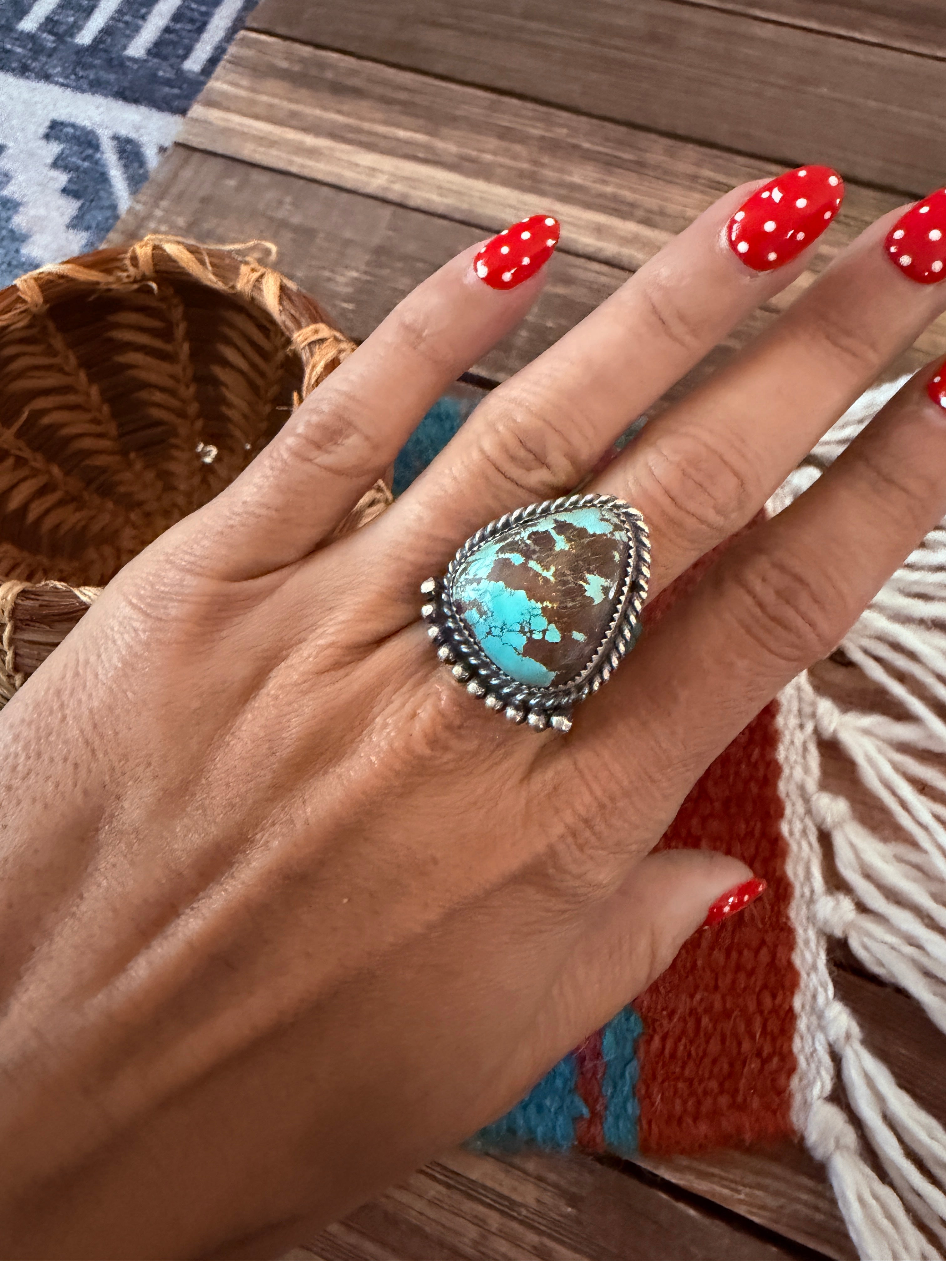 Handcrafted Turquoise & Sterling Silver Adjustable Ring by Tillie Jon