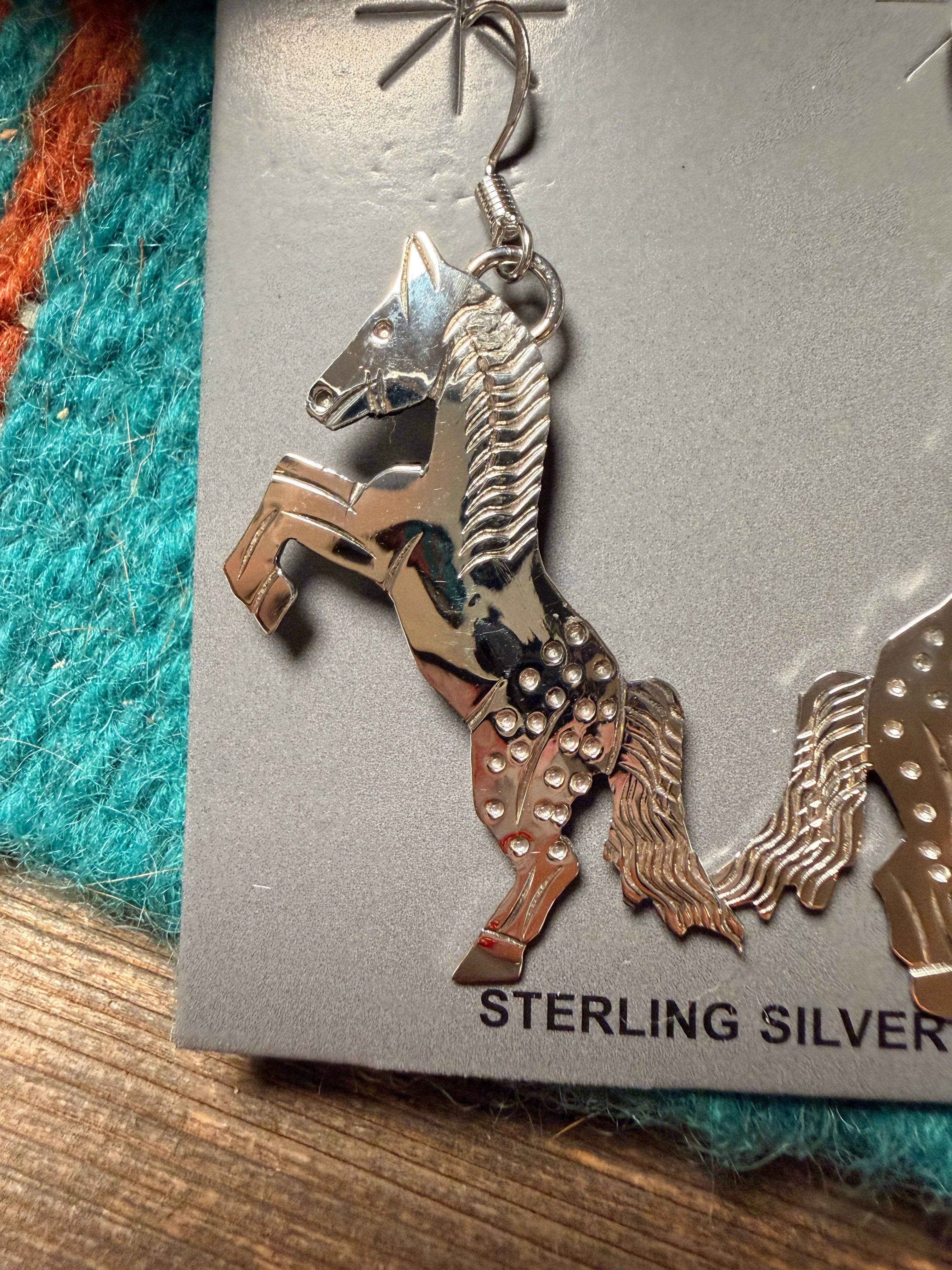 Handcrafted Sterling Silver Horse Dangle Earrings