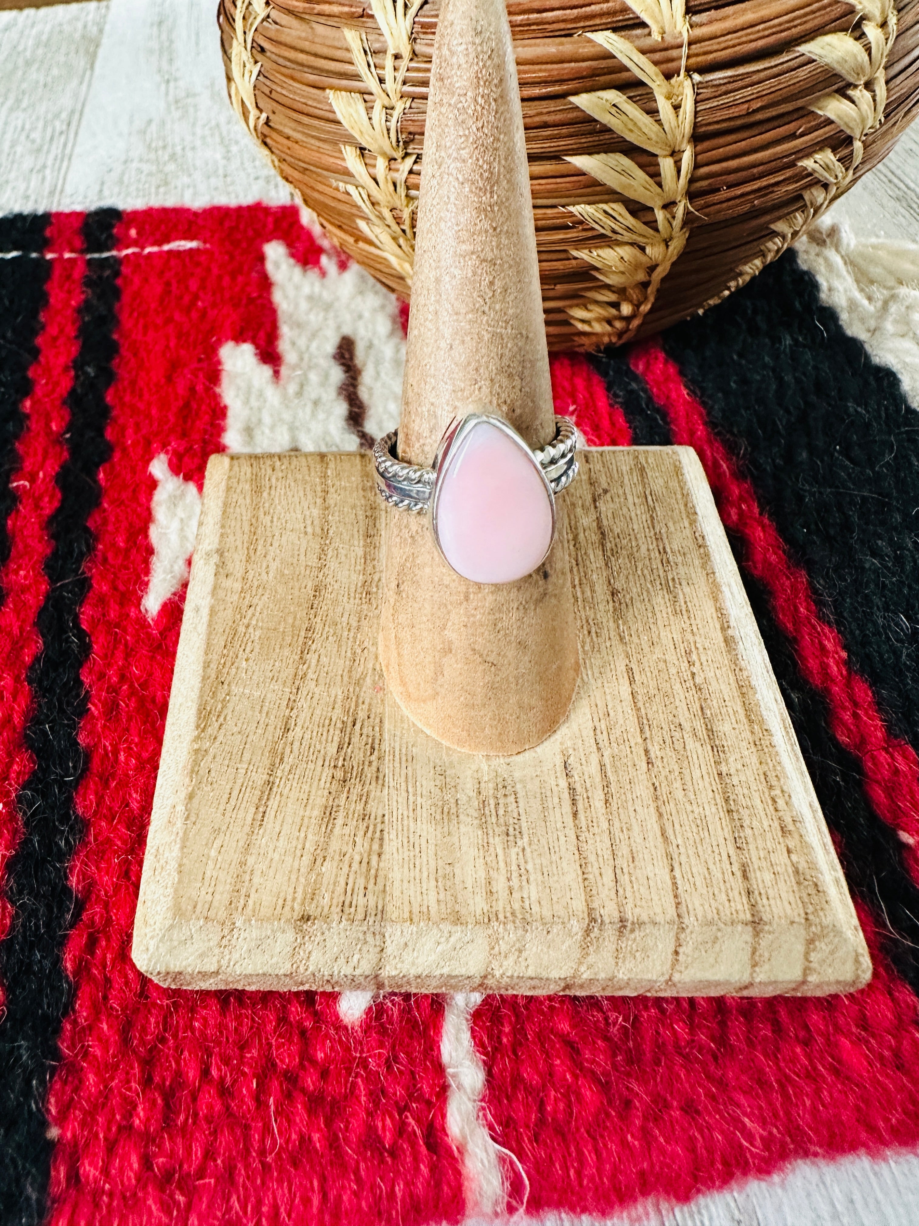 Navajo Sterling Silver & Queen Pink Conch Ring