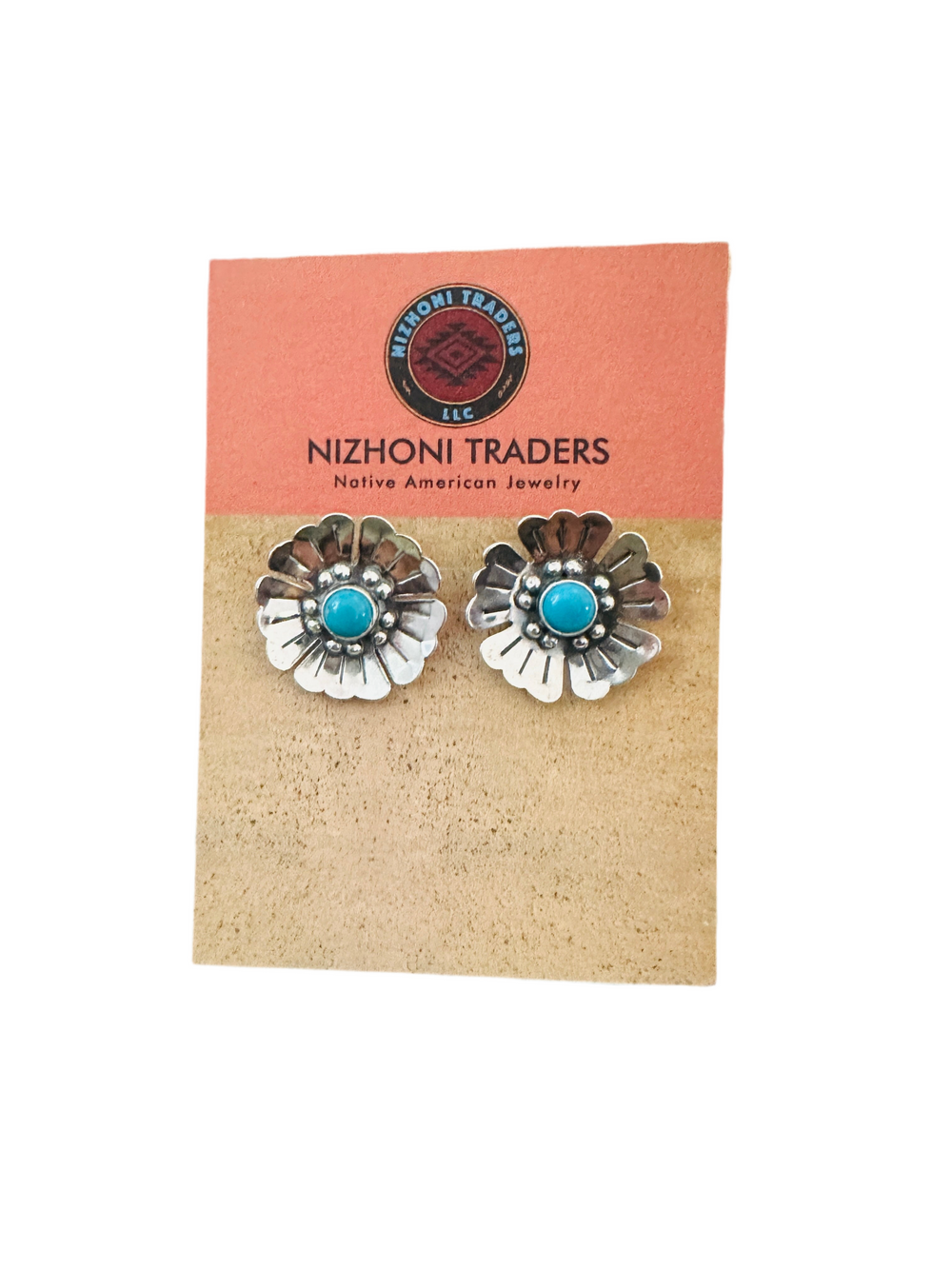 Sterling Silver & Turquoise Flower Stud Earrings
