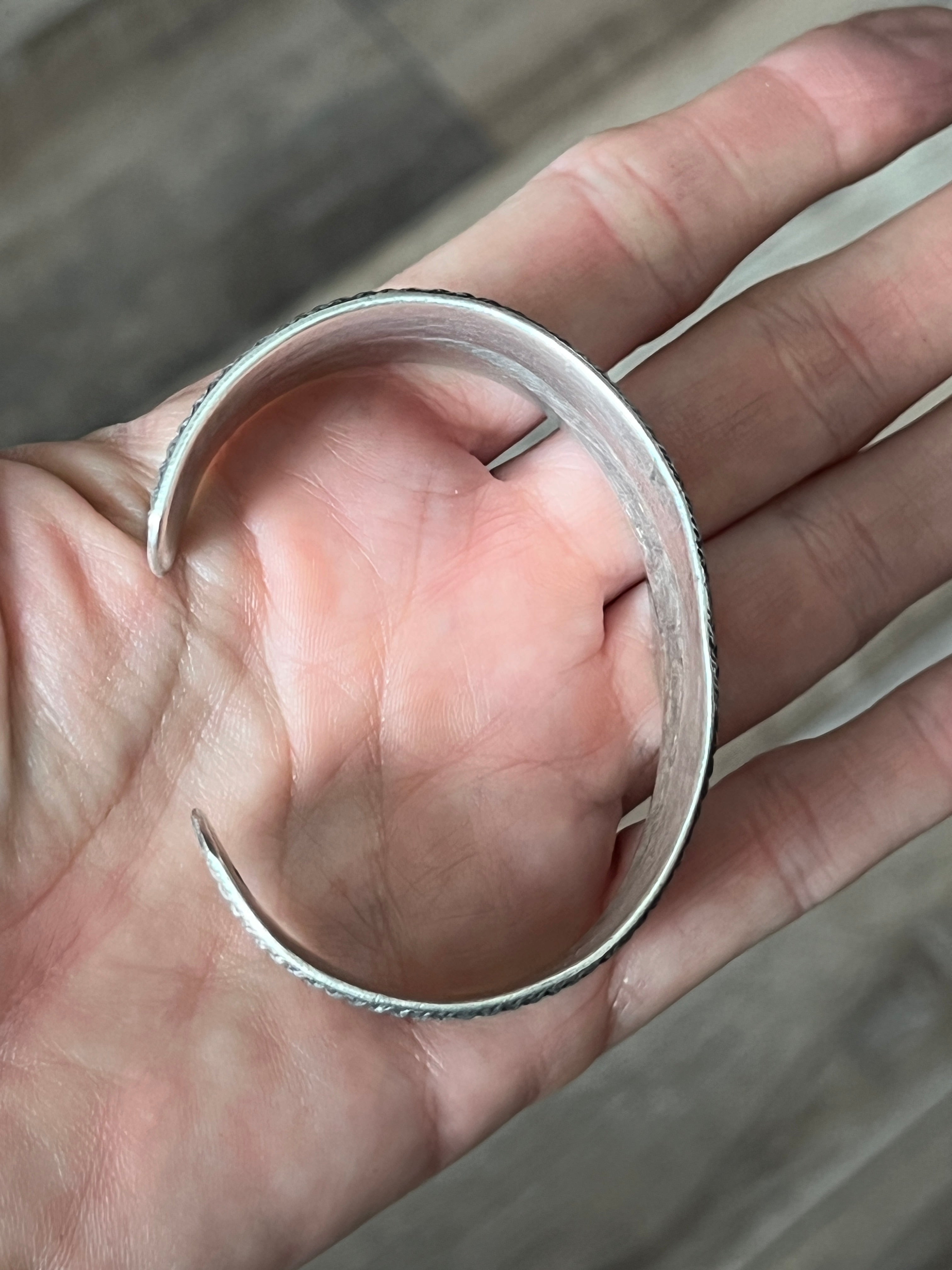 Hand Forged Old Pawn Sterling Silver Repousse Ingot Cuff Bracelet by Santa Fe Artist, Buffalo, The Monsoon