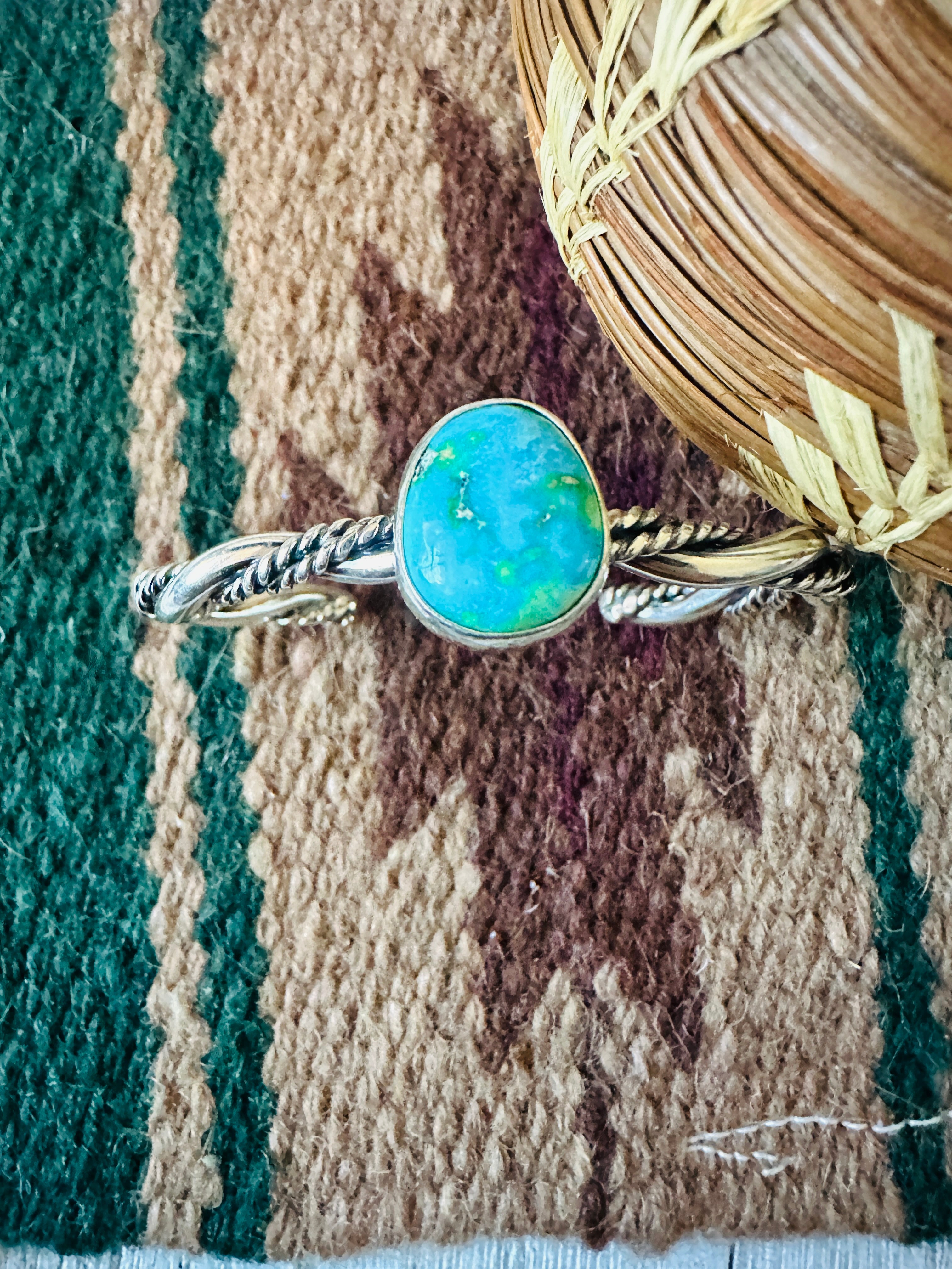 Navajo Sonoran Mountain Turquoise & Sterling Silver Cuff Bracelet